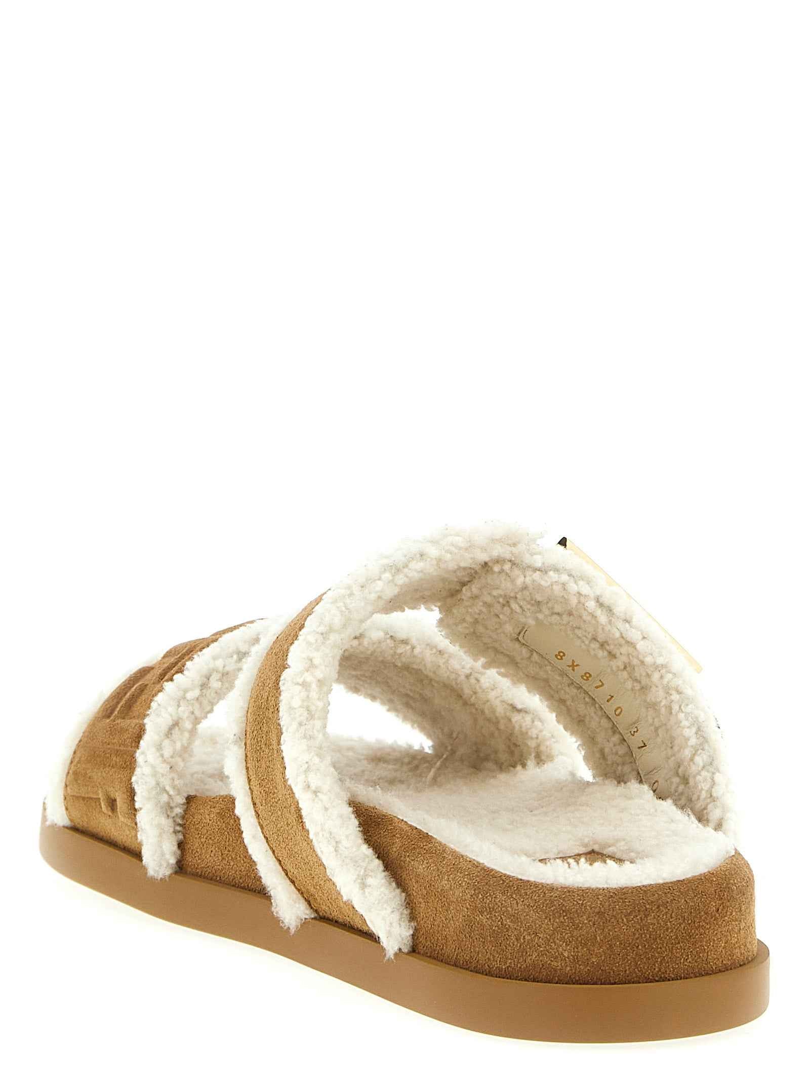 Fendi Beige Calfskin Slides