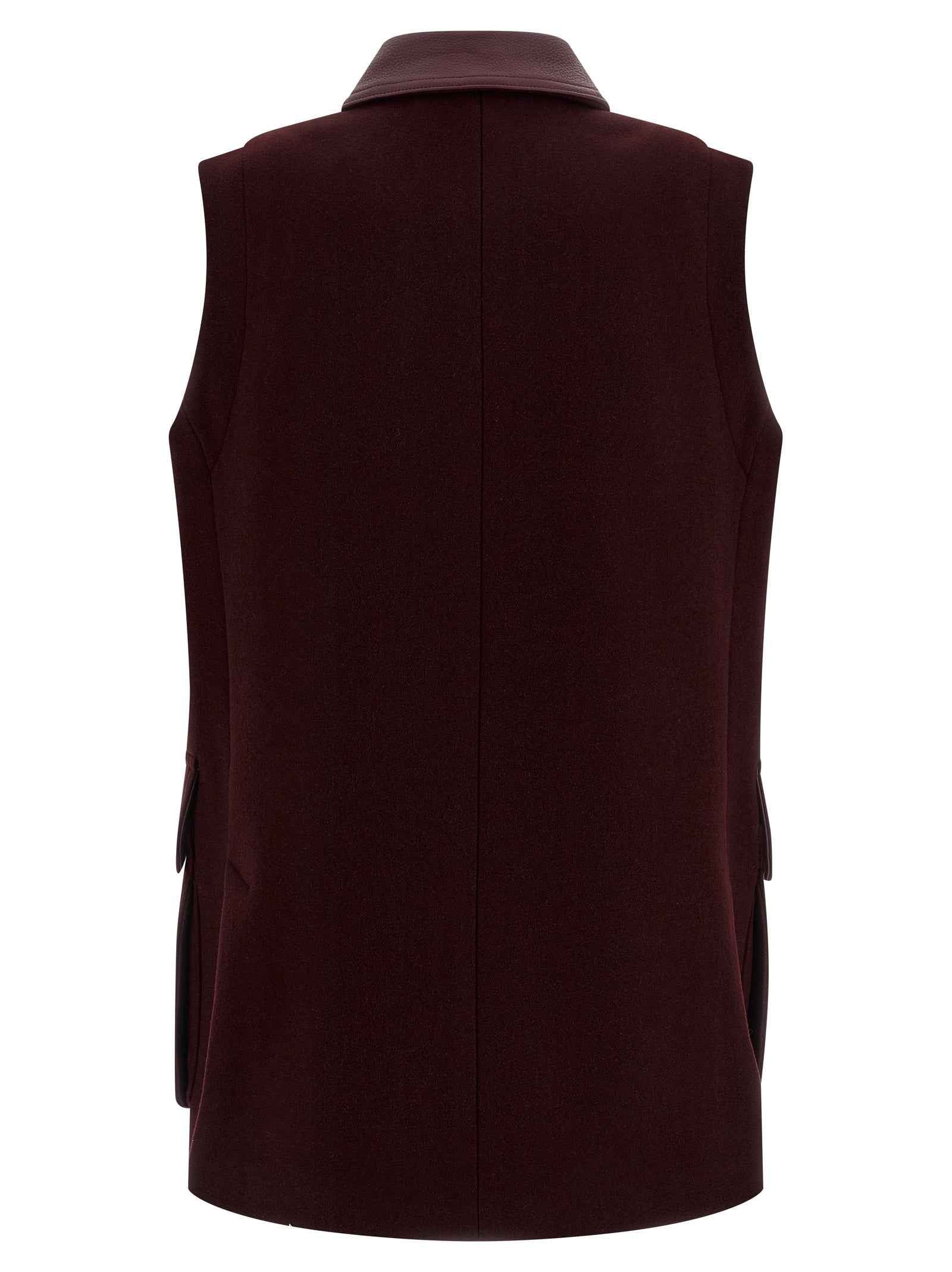 Max Mara Bordeaux Virgin Wool Sleeveless Jacket