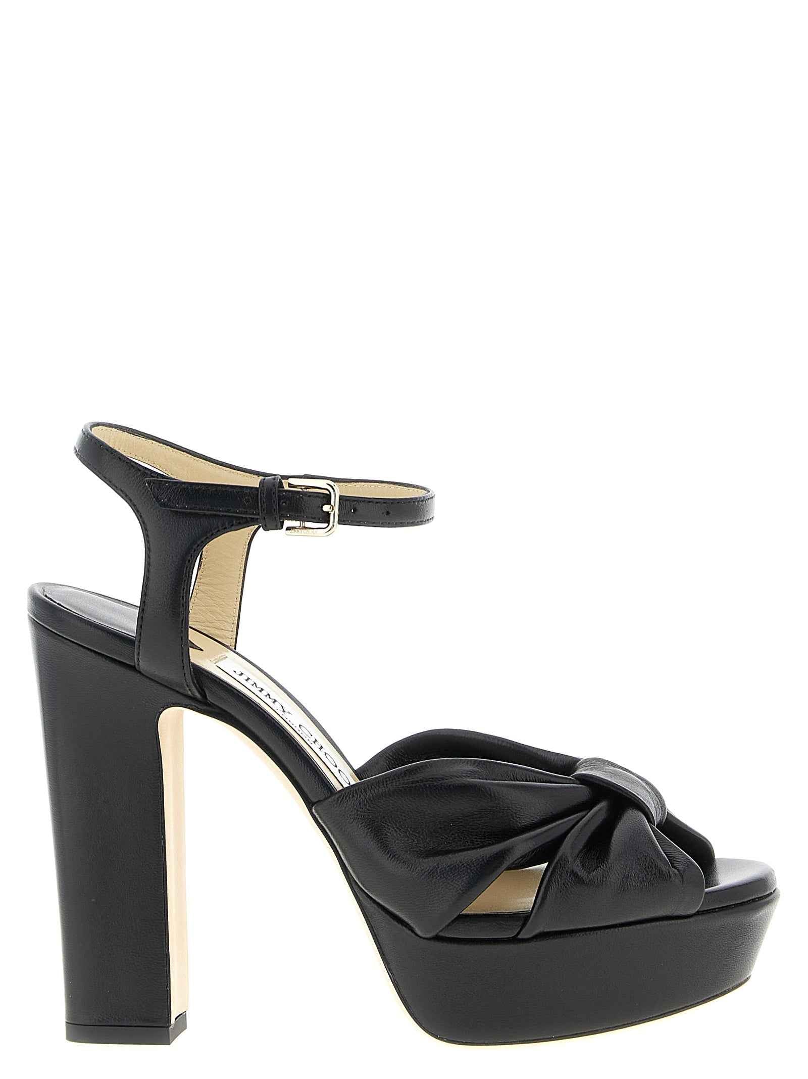 Jimmy Choo Black Leather Stiletto Heel Sandals