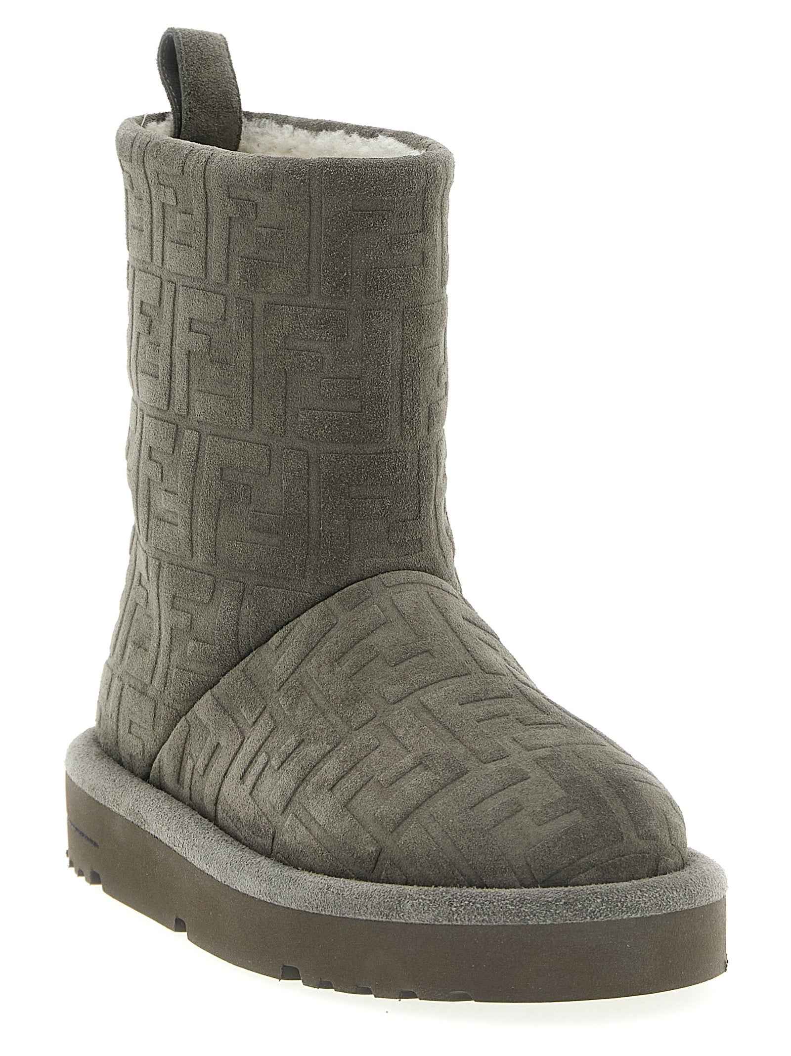 Fendi Gray Calfskin Ankle Boots