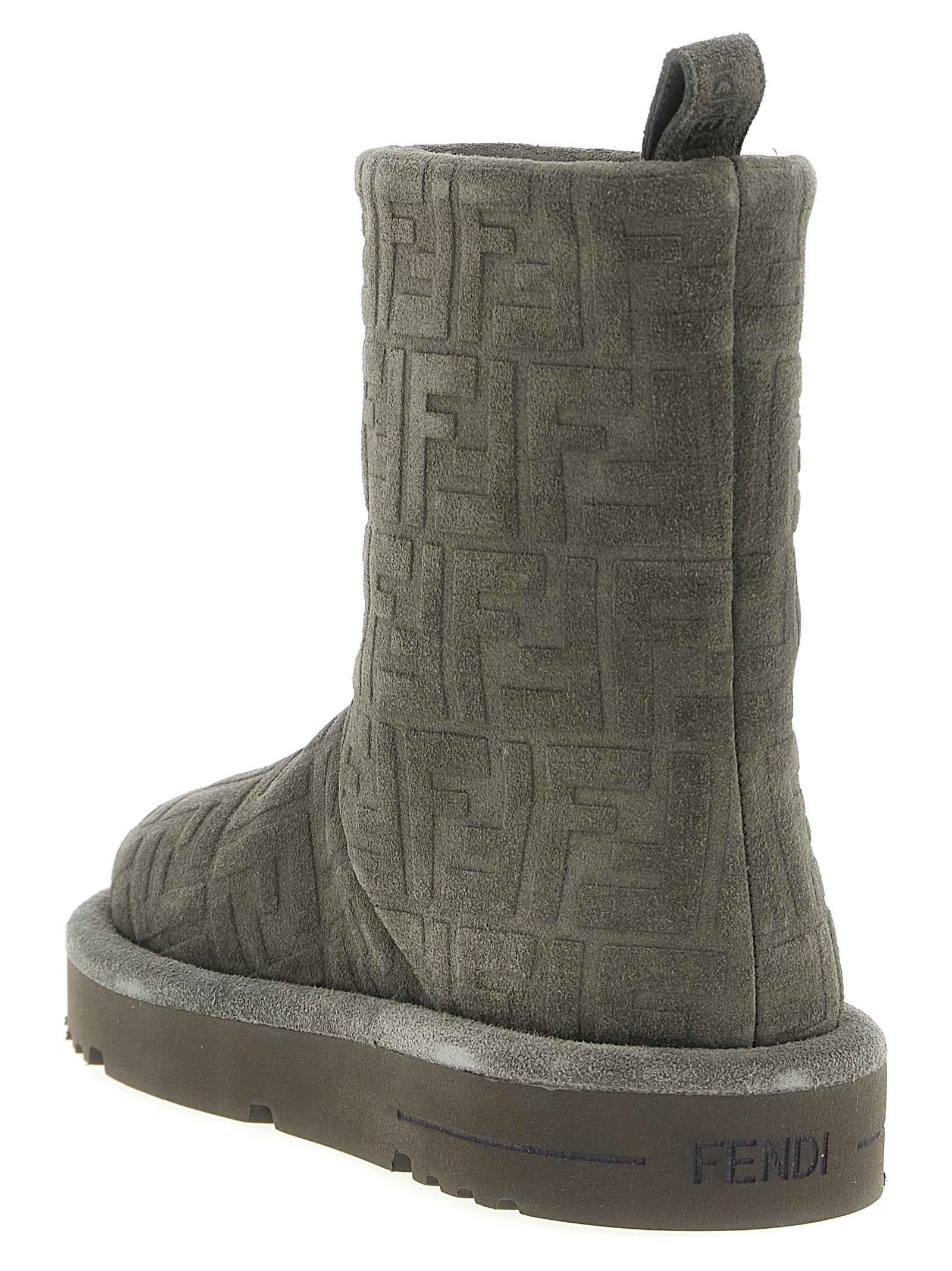 Fendi Gray Calfskin Ankle Boots