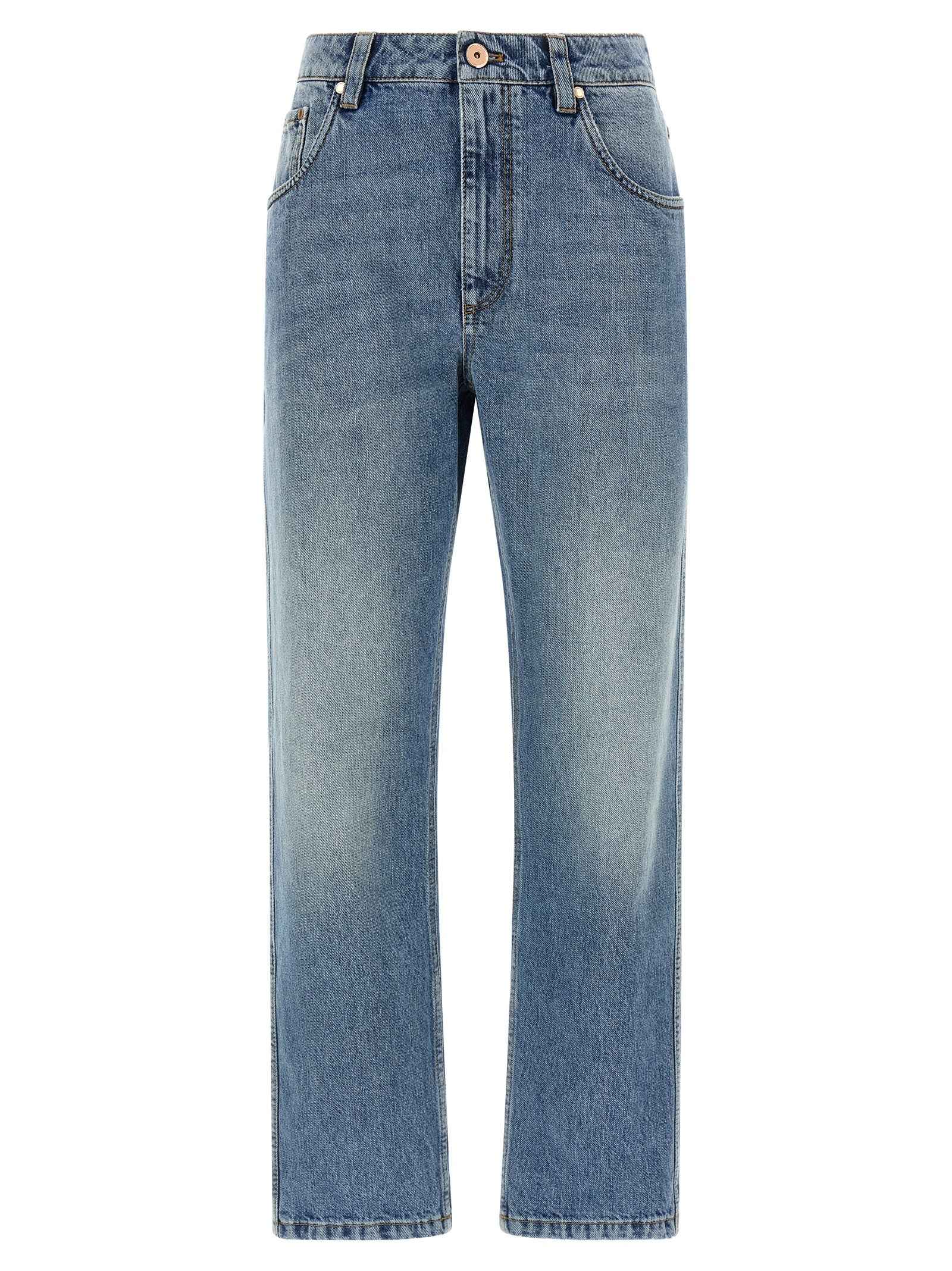 Brunello Cucinelli Blue Cotton Straight-Leg Jeans
