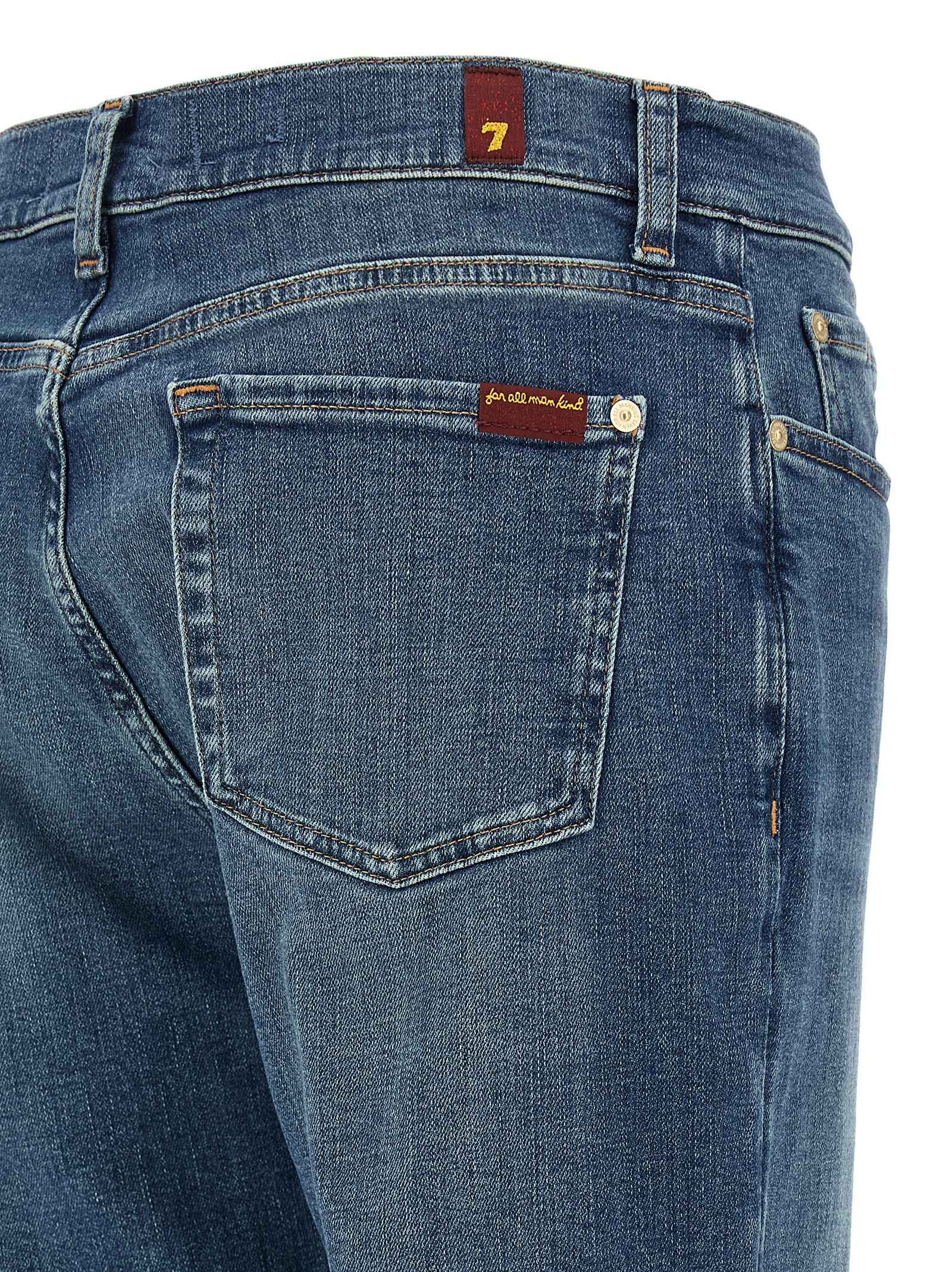 7 For All Mankind Blue Cotton Relaxed Fit Jeans