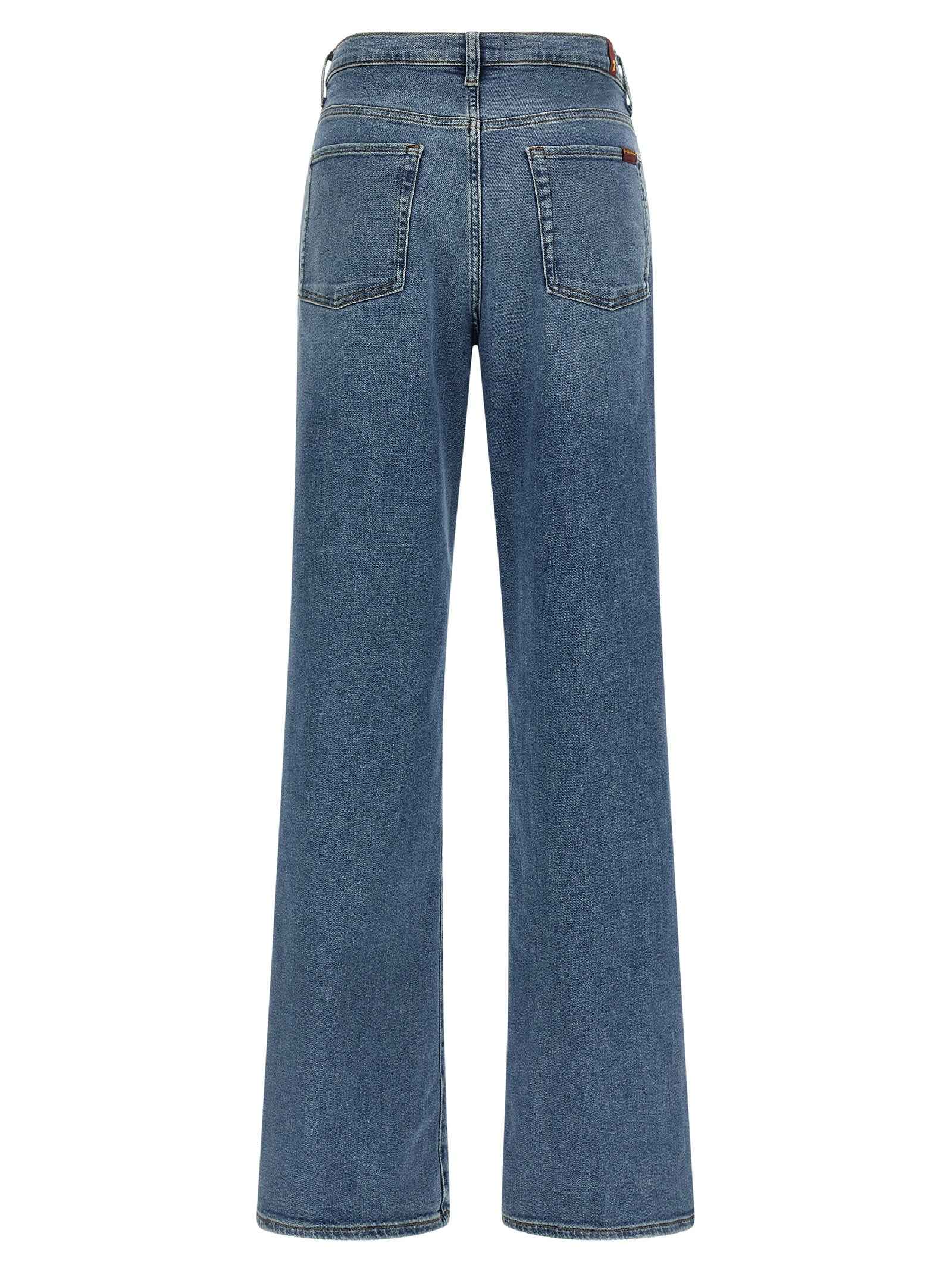7 For All Mankind Blue Cotton Straight-Leg Jeans