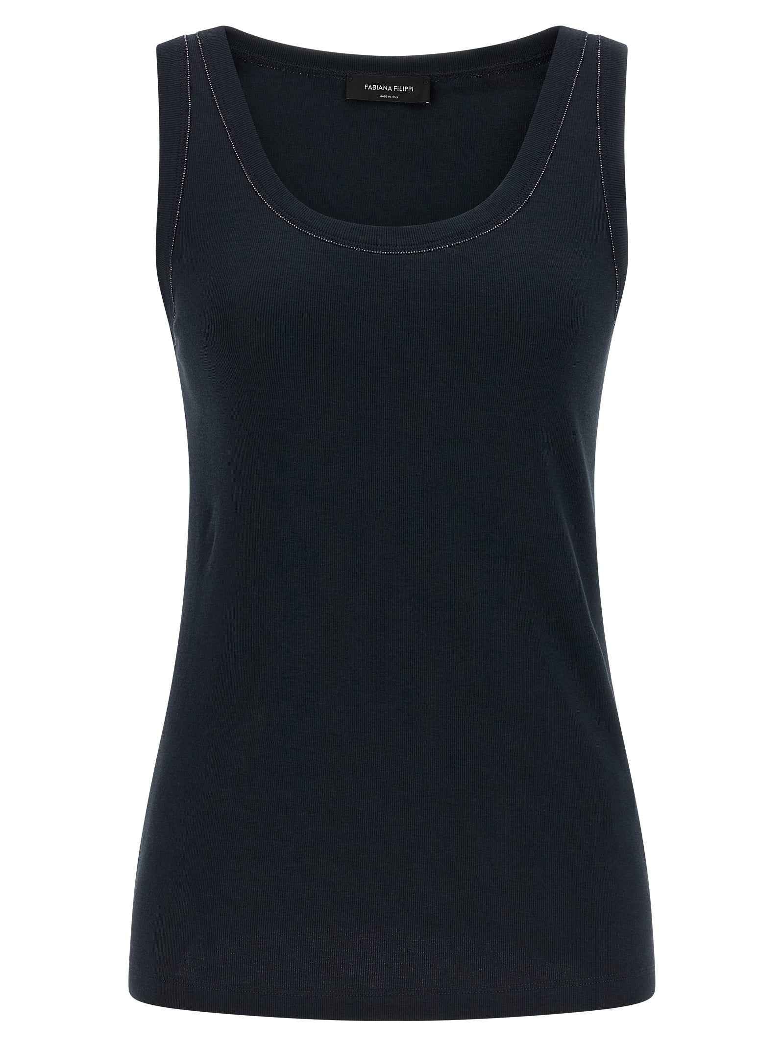 Fabiana Filippi Blue Cotton Sleeveles T-Shirt