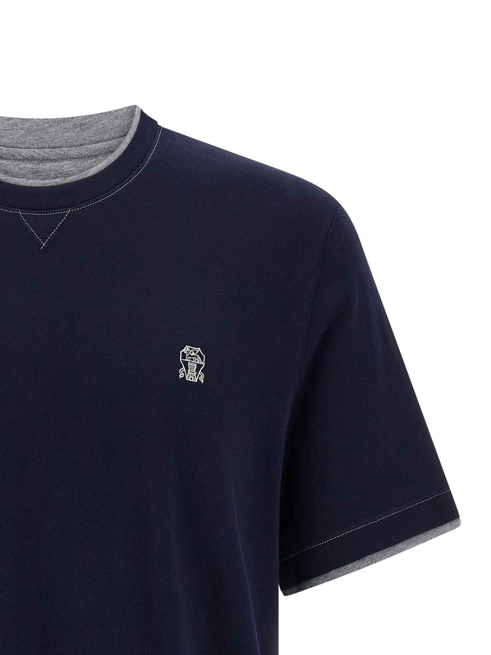 Brunello Cucinelli Blue Cotton T-Shirt