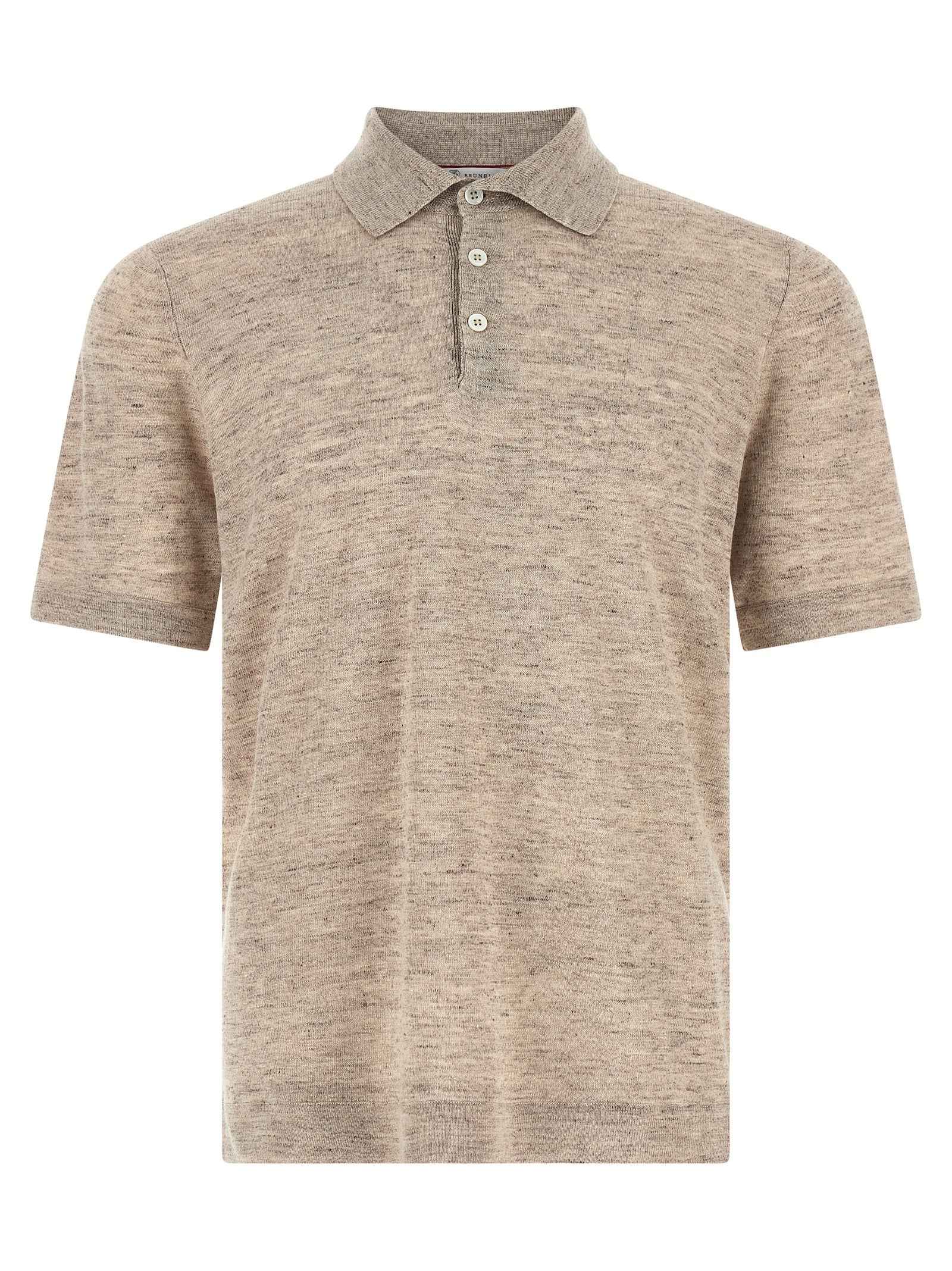 Brunello Cucinelli Beige Linen Polo Shirt