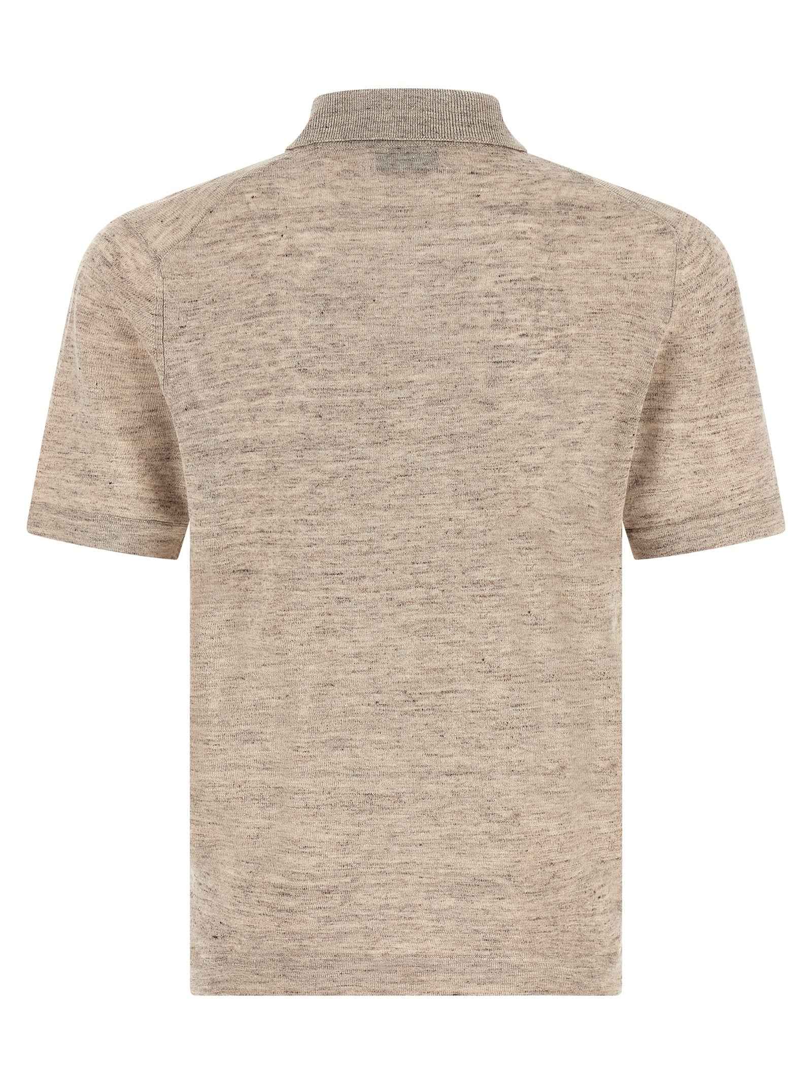Brunello Cucinelli Beige Linen Polo Shirt