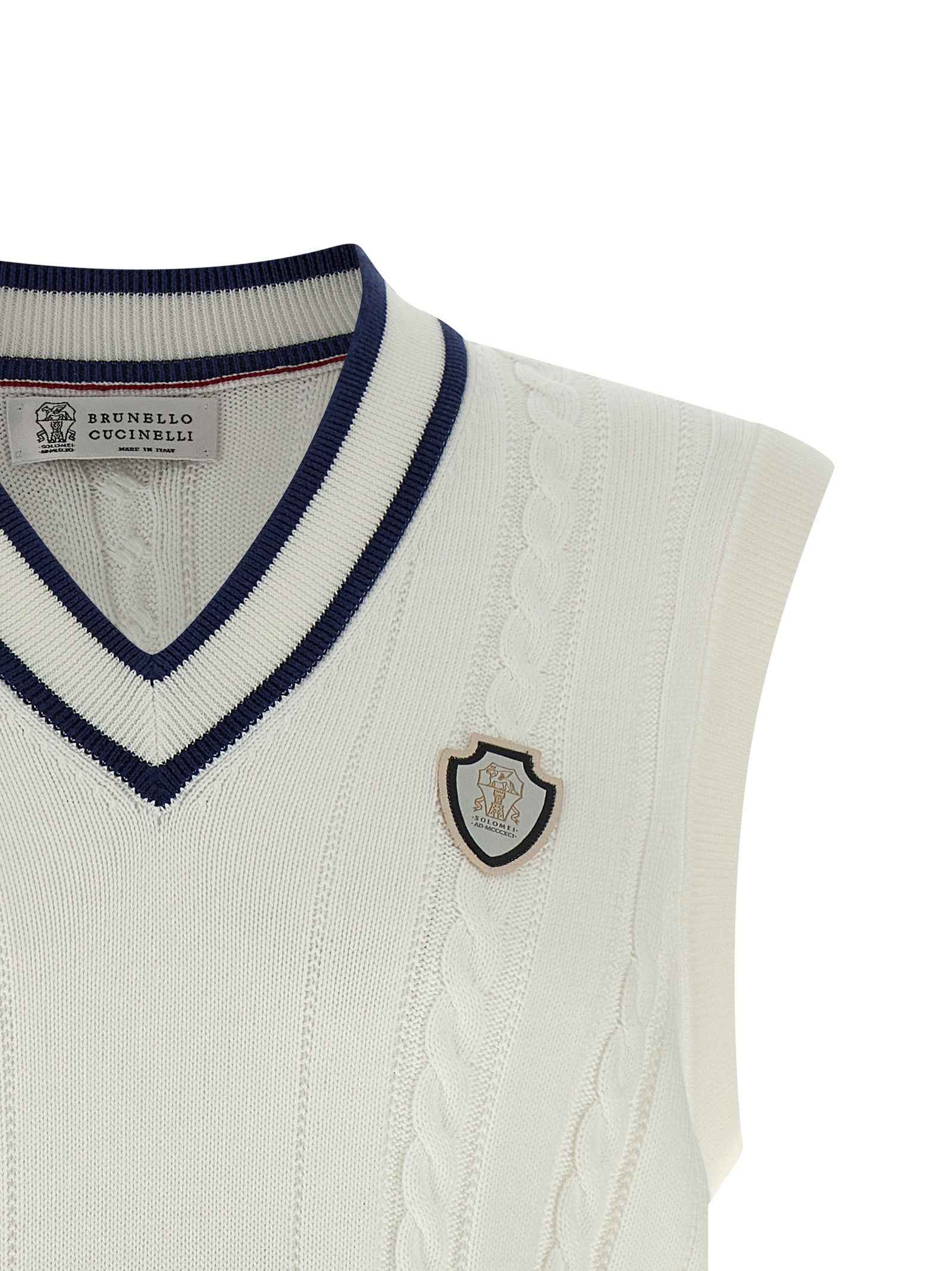 Brunello Cucinelli White Cotton Sleeveles Sweater