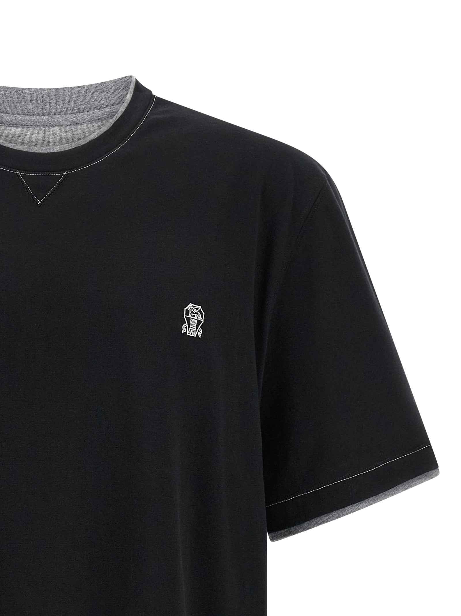 Brunello Cucinelli Black Cotton T-Shirt