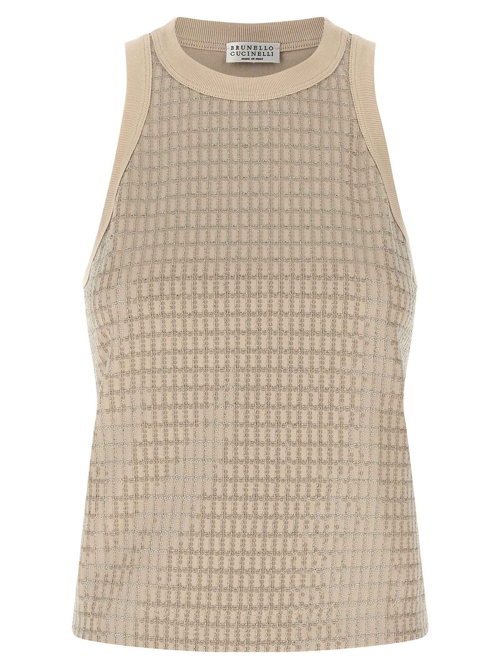 Brunello Cucinelli Beige Cotton Tank Tops