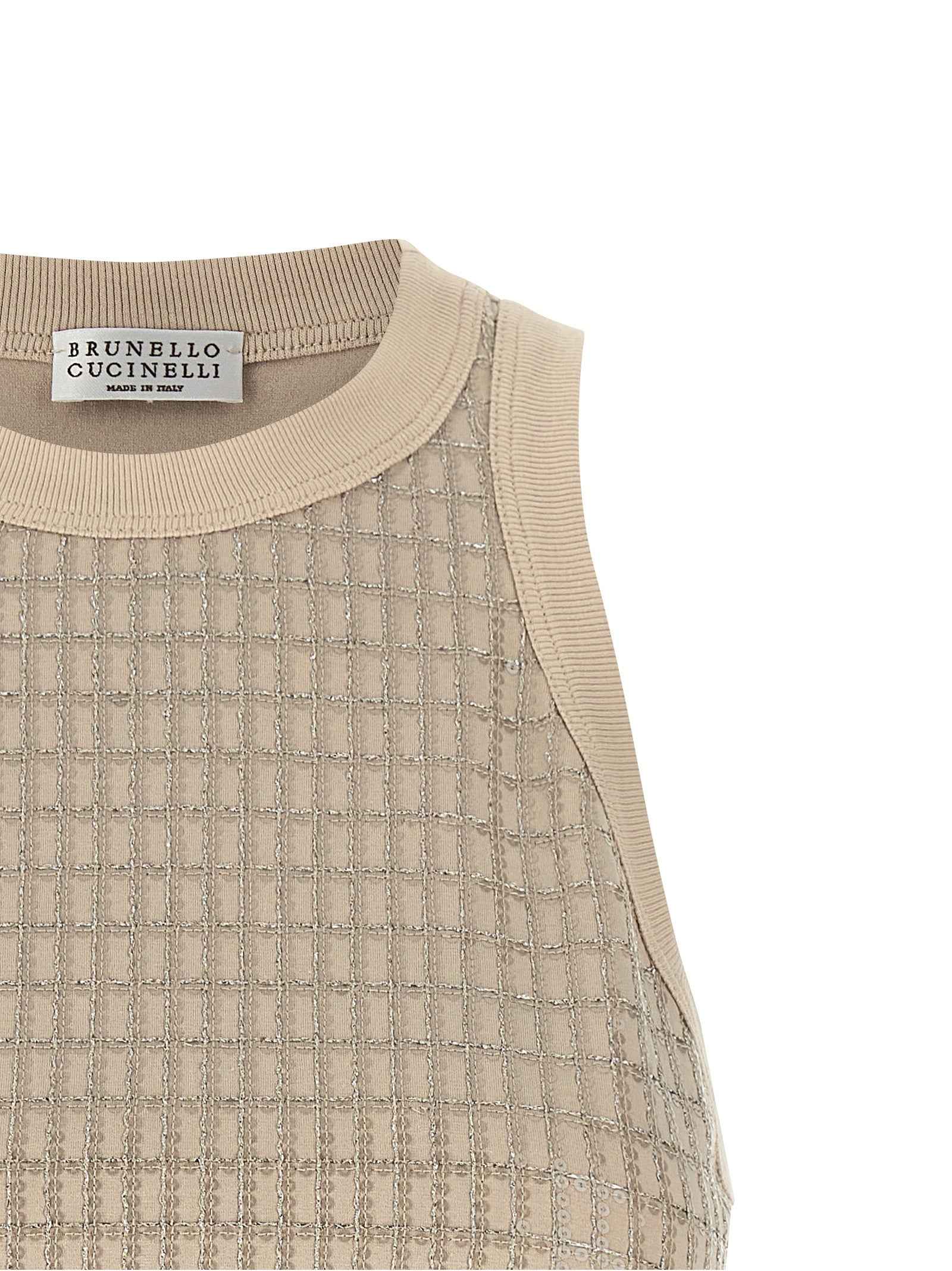 Brunello Cucinelli Beige Cotton Tank Tops