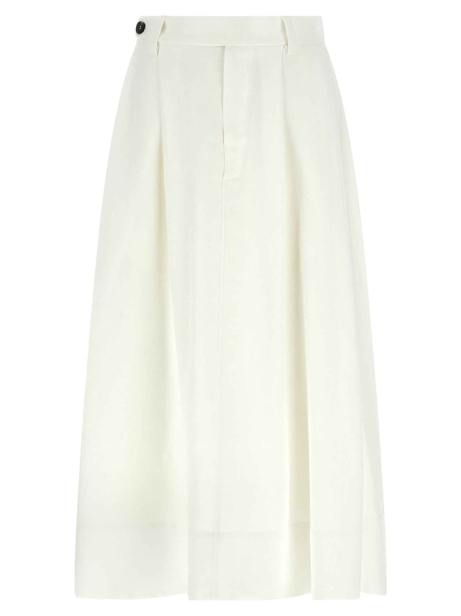 Brunello Cucinelli White Viscose Midi Skirt