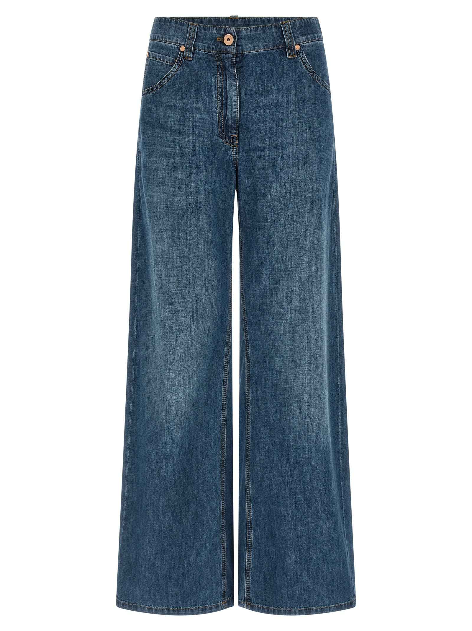 Brunello Cucinelli Blue Cotton Relaxed Fit Jeans