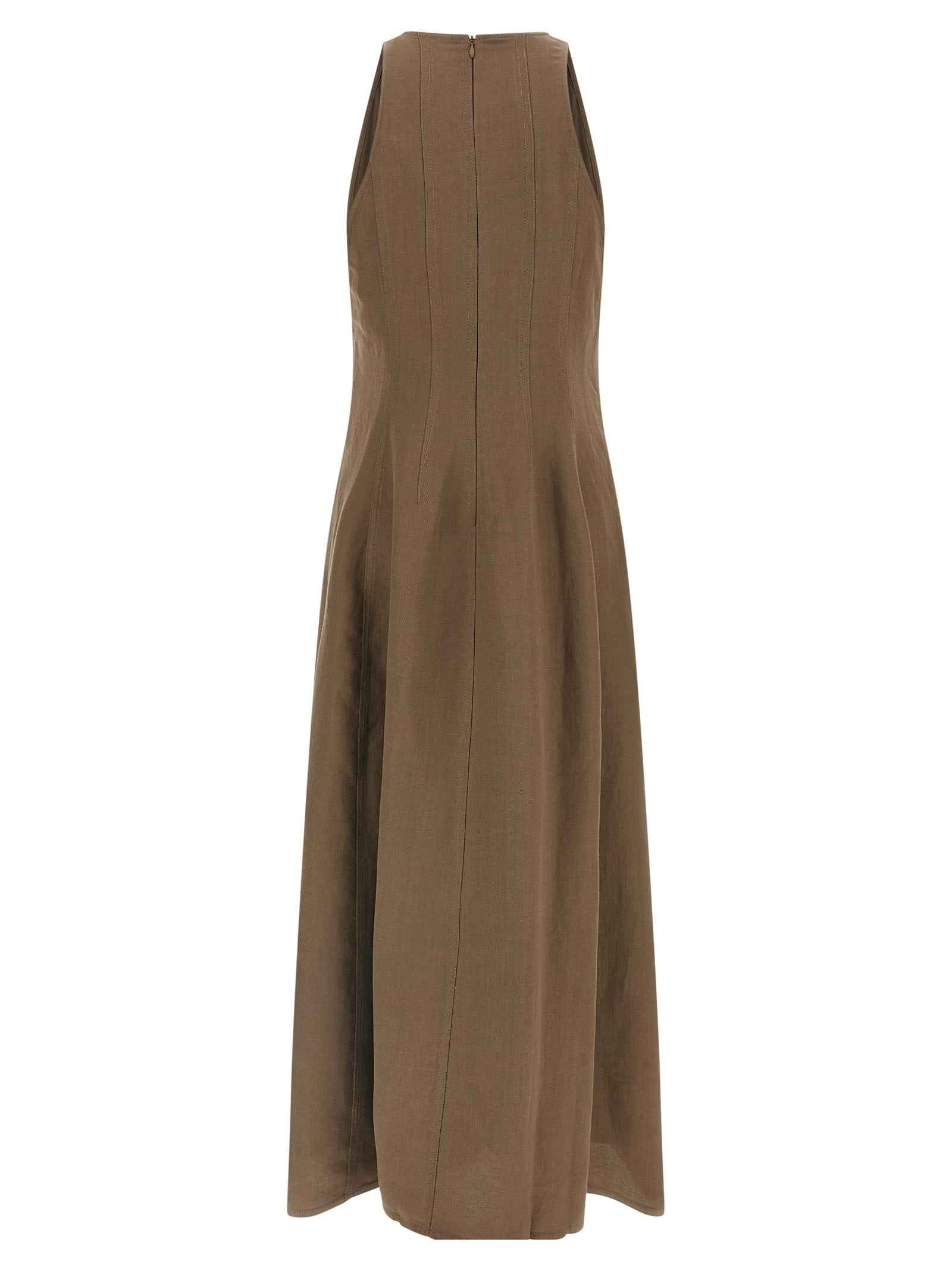 Brunello Cucinelli Brown Viscose Midi Dress
