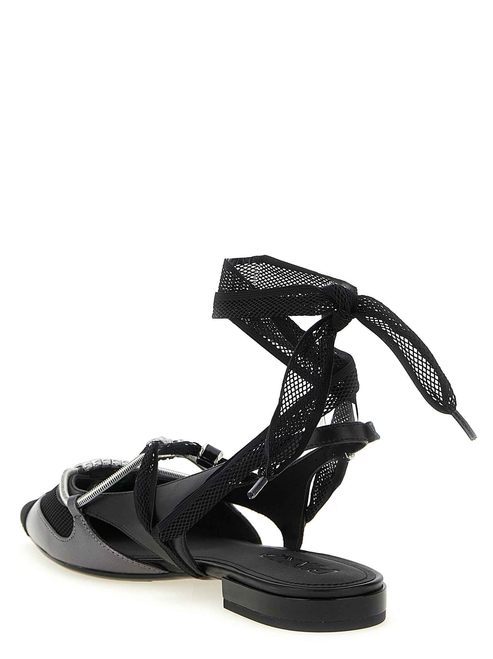 PINKO Black Leather Ballet Flats