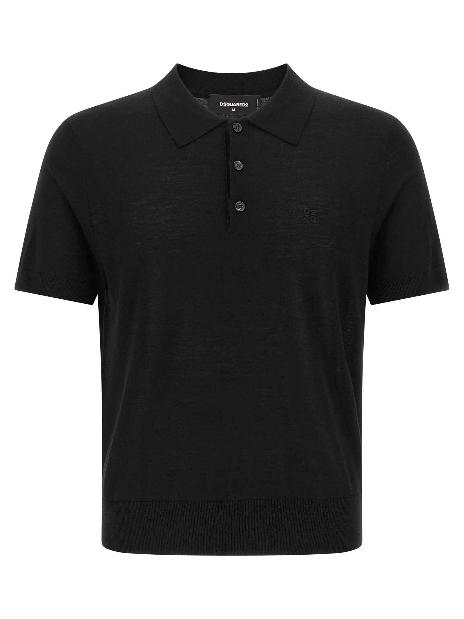 Dsquared² Black Wool Polo Shirt