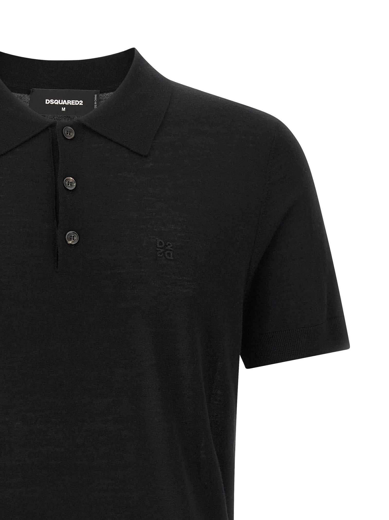 Dsquared² Black Wool Polo Shirt