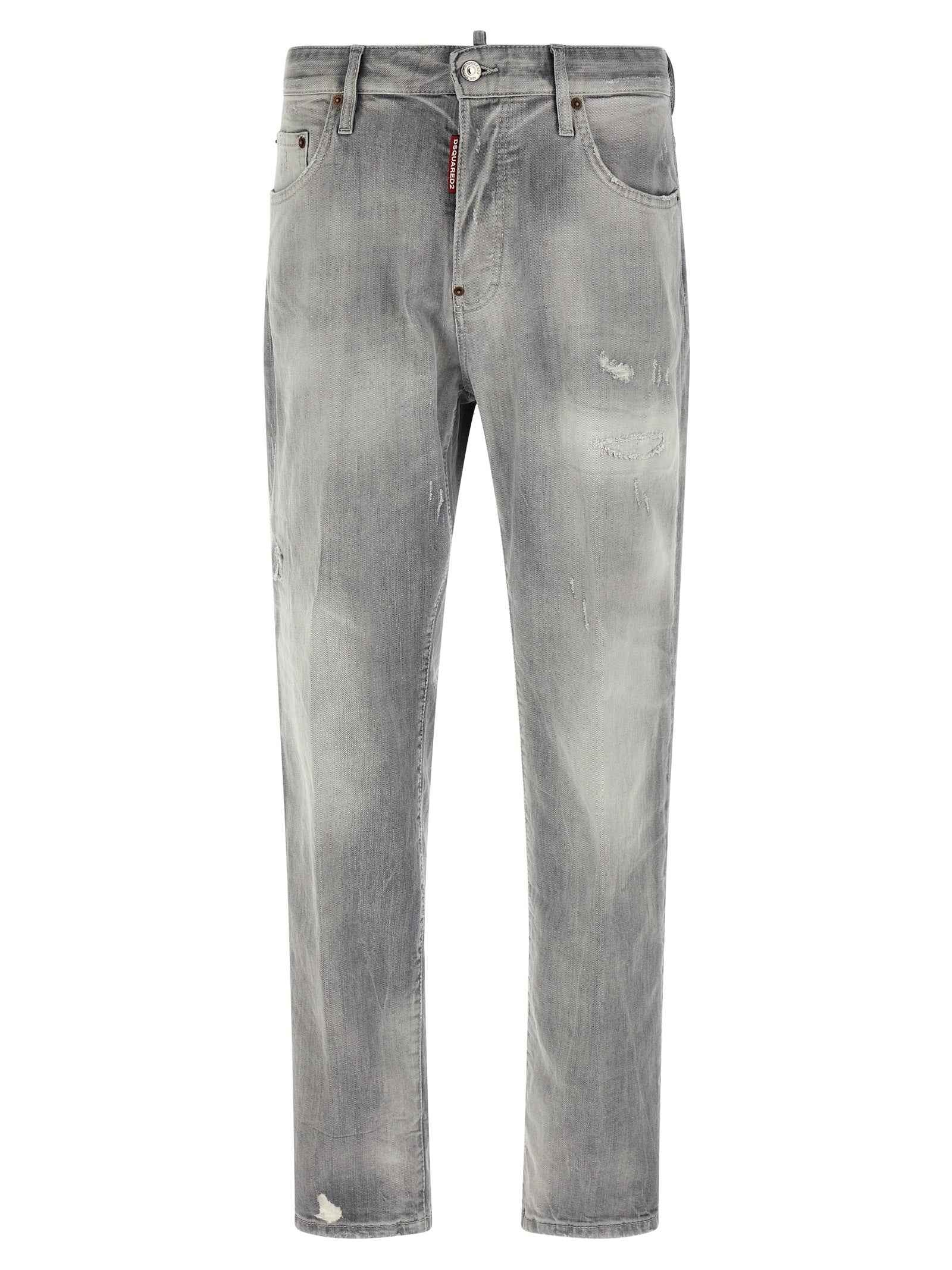 Dsquared² Gray Cotton Straight-Leg Jeans