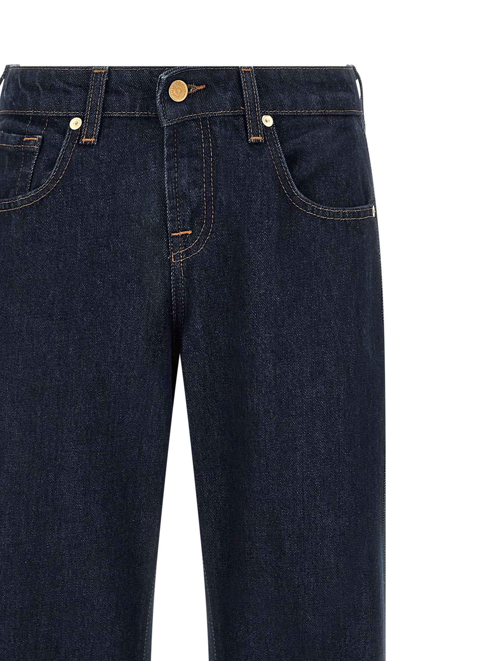 7 For All Mankind Blue Cotton Straight-Leg Jeans