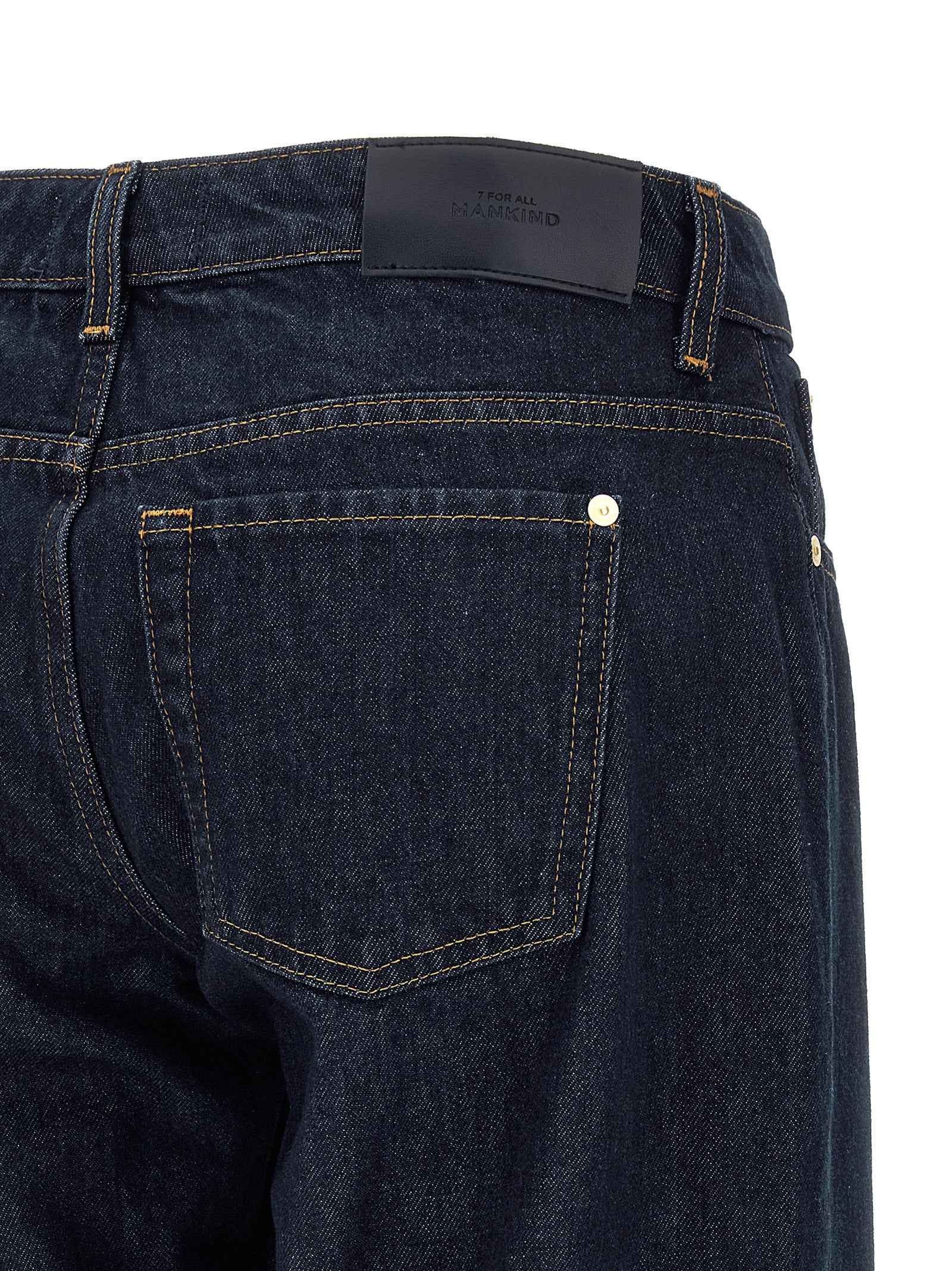 7 For All Mankind Blue Cotton Straight-Leg Jeans