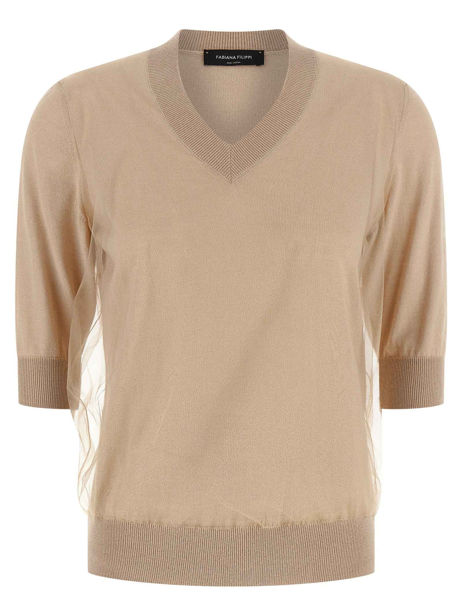 Fabiana Filippi Beige Virgin Wool Cardigan