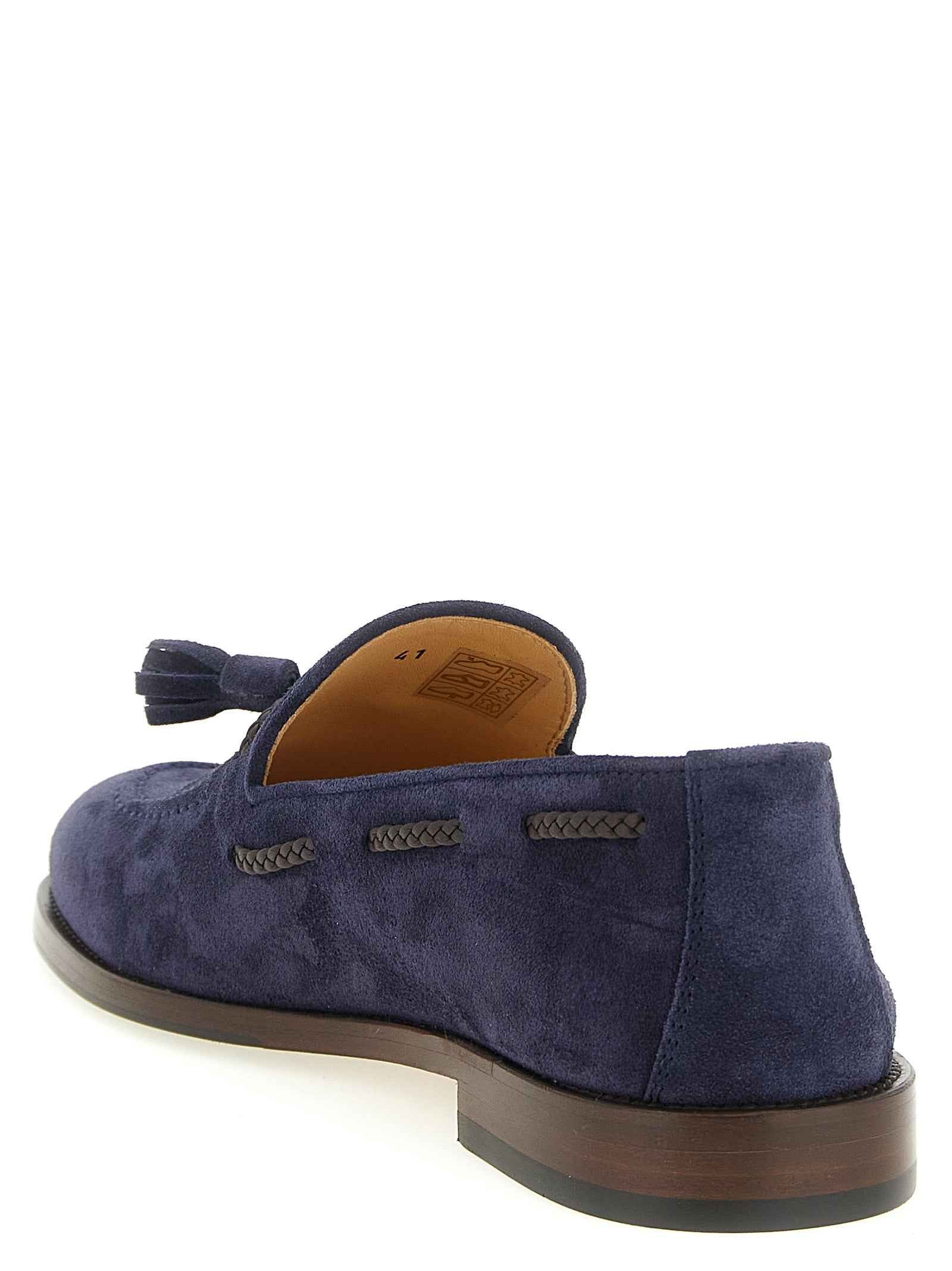 Brunello Cucinelli Blue Calfskin Slip-On Loafers