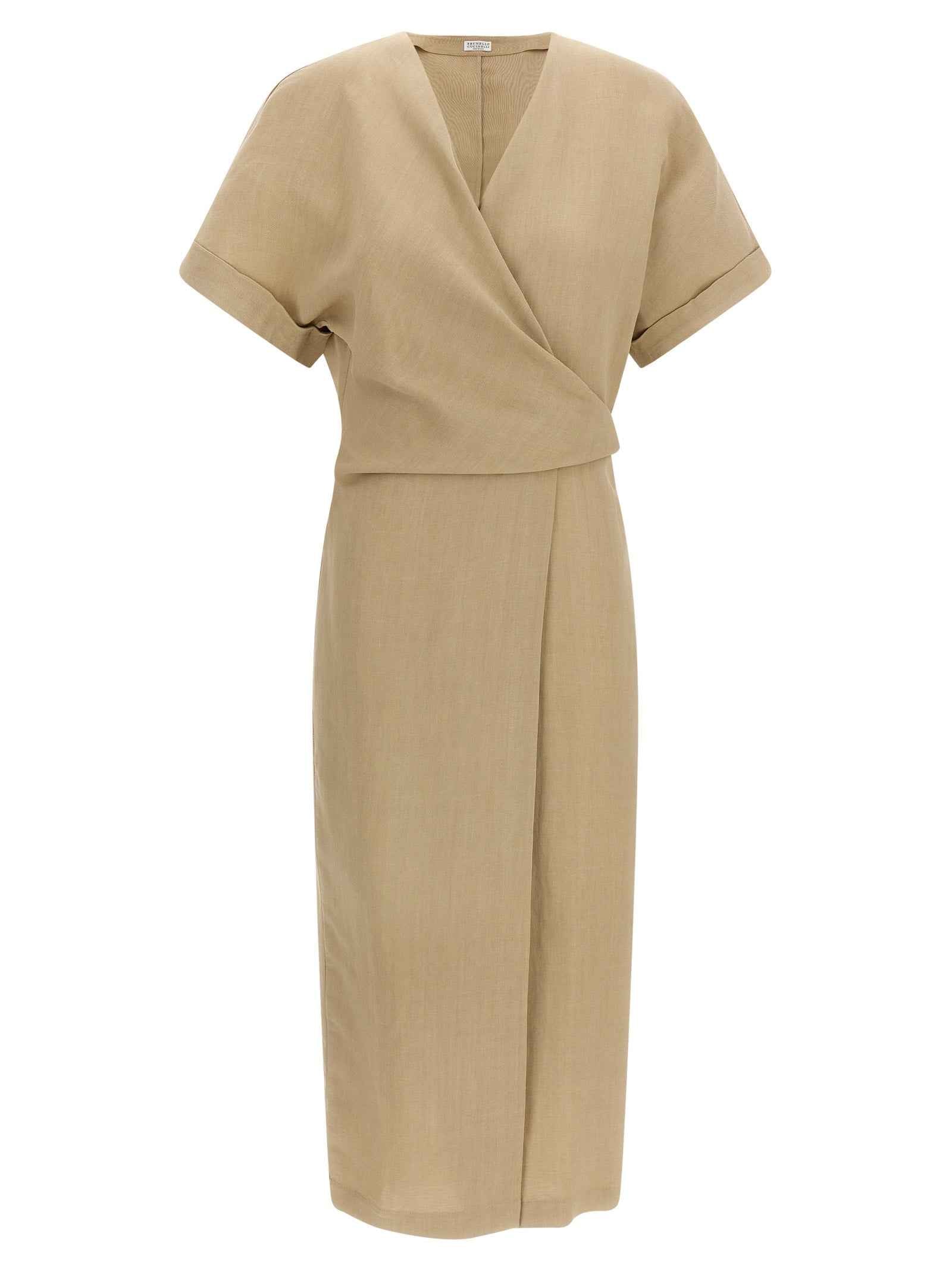 Brunello Cucinelli Beige Viscose Midi Dress