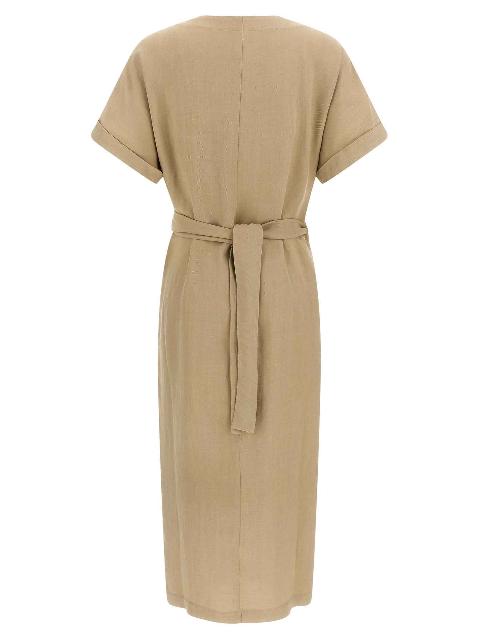 Brunello Cucinelli Beige Viscose Midi Dress