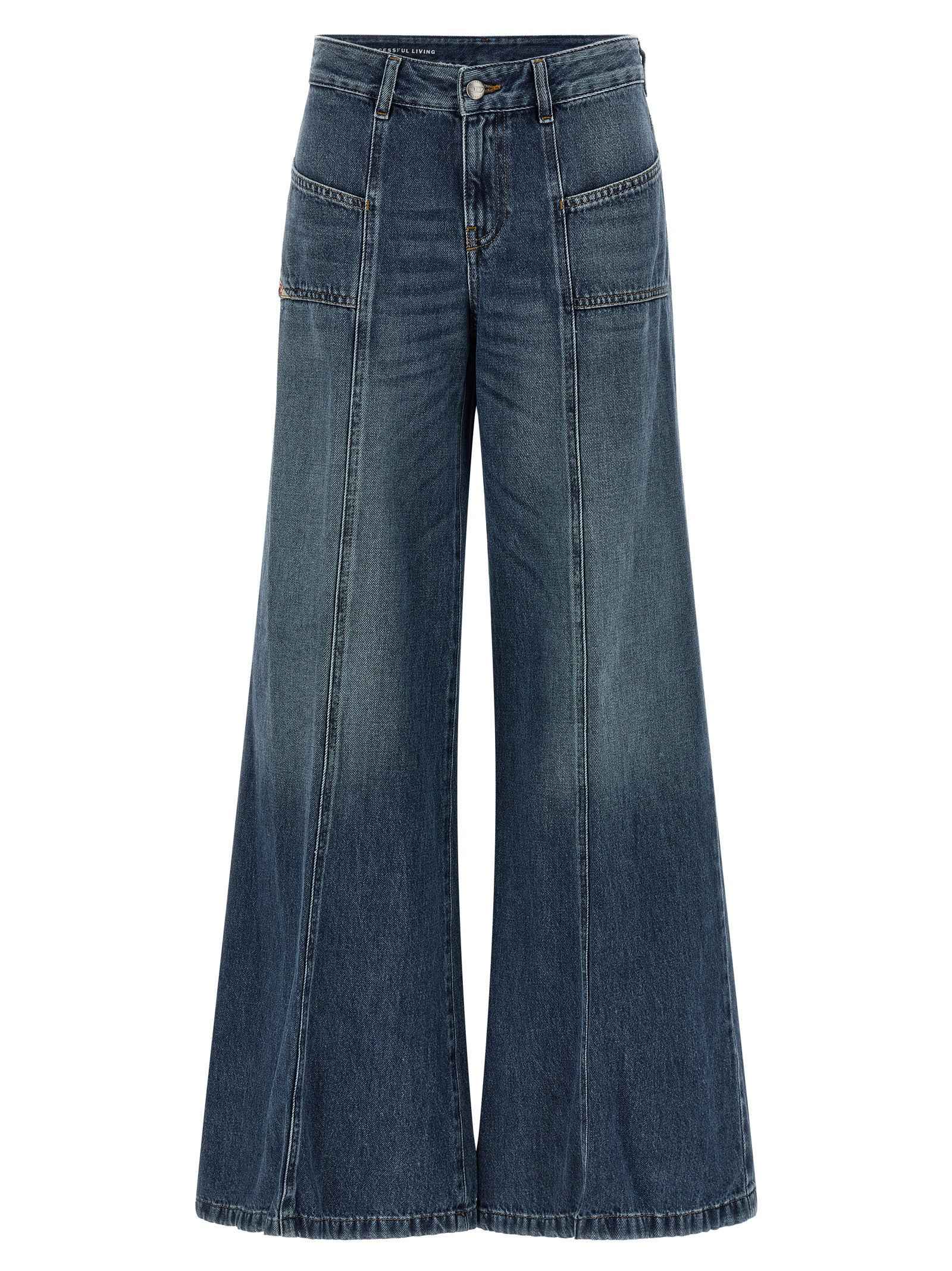 Diesel Blue Cotton Flared Jeans