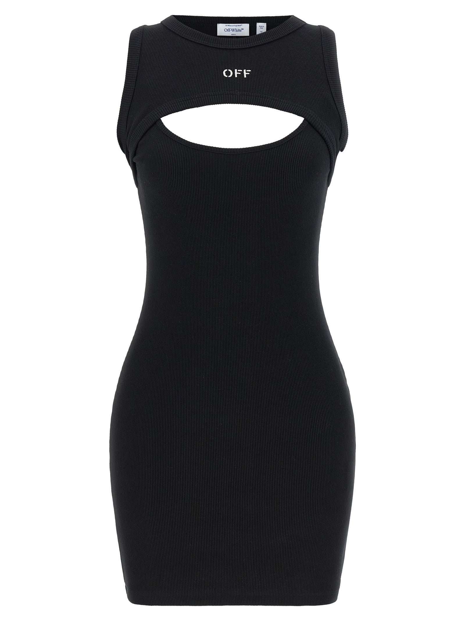 Off-White Bicolor Cotton Short Dress