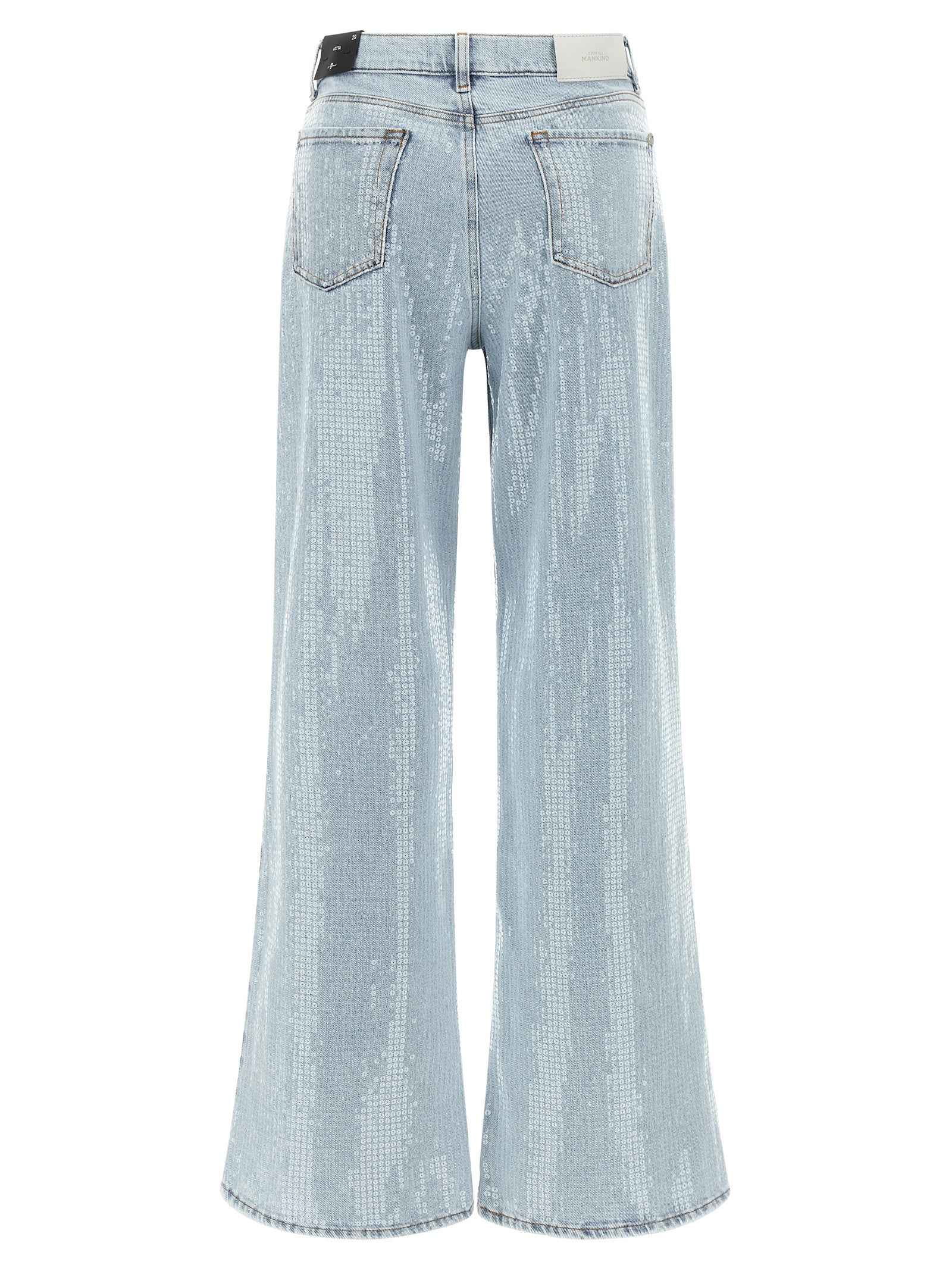 7 For All Mankind Blue Cotton Flared Jeans