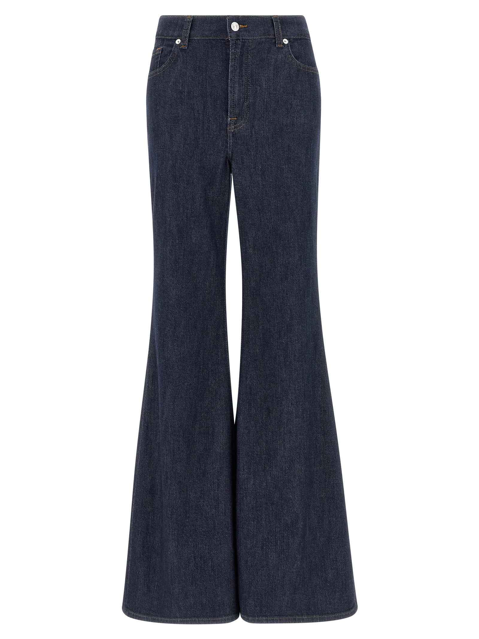 7 For All Mankind Blue Cotton Flared Jeans