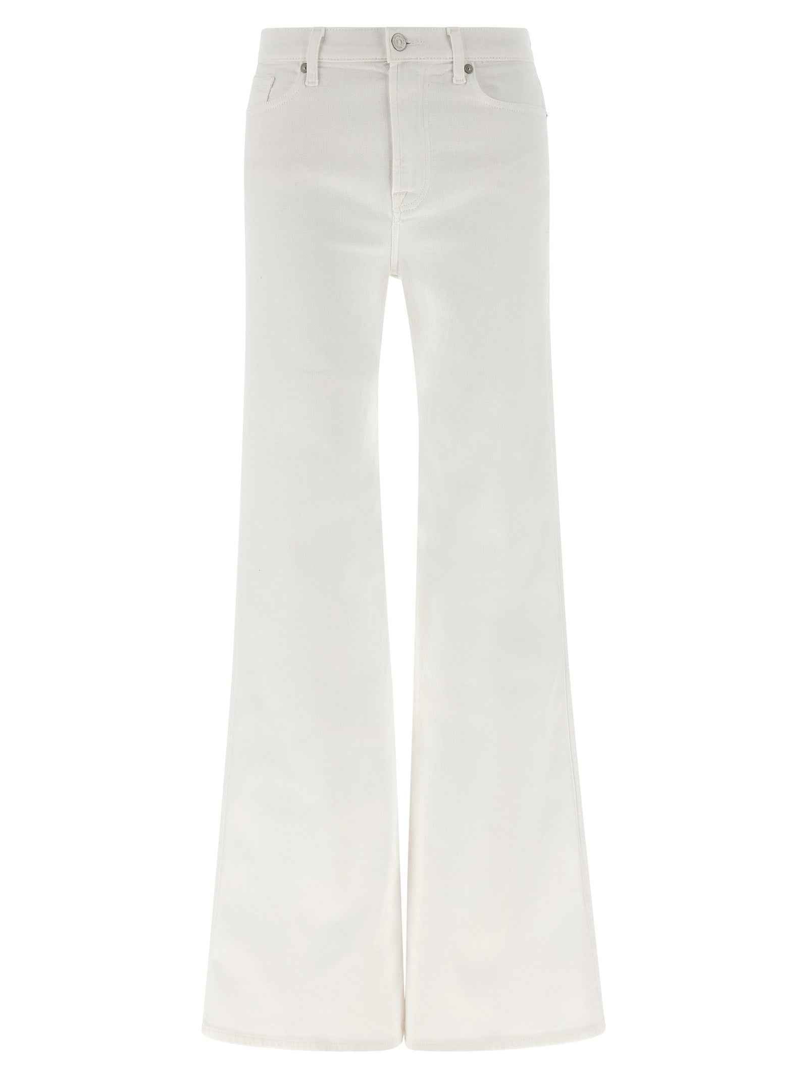 7 For All Mankind White Cotton Flared Jeans