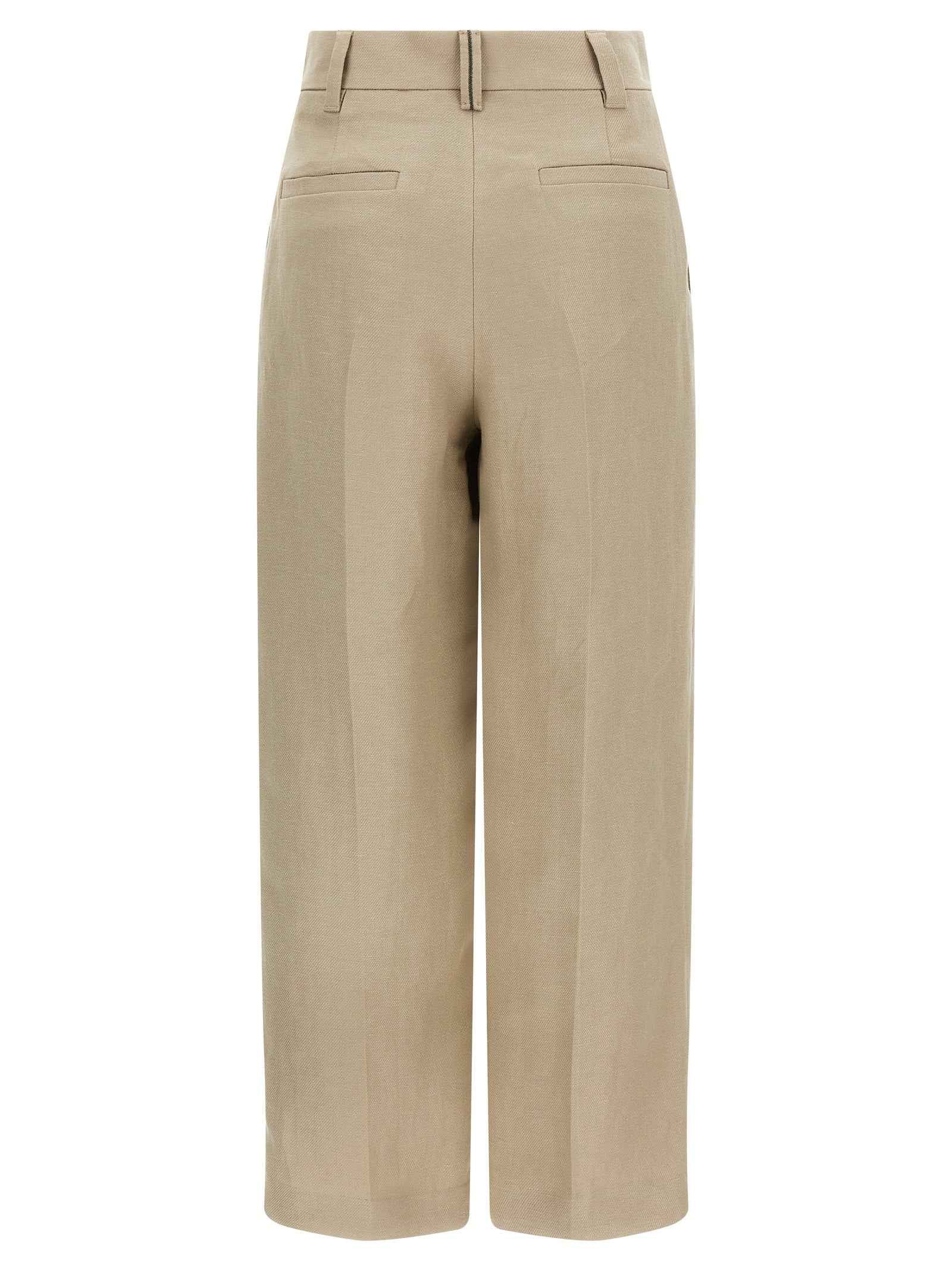 Brunello Cucinelli Beige Linen Casual Pants