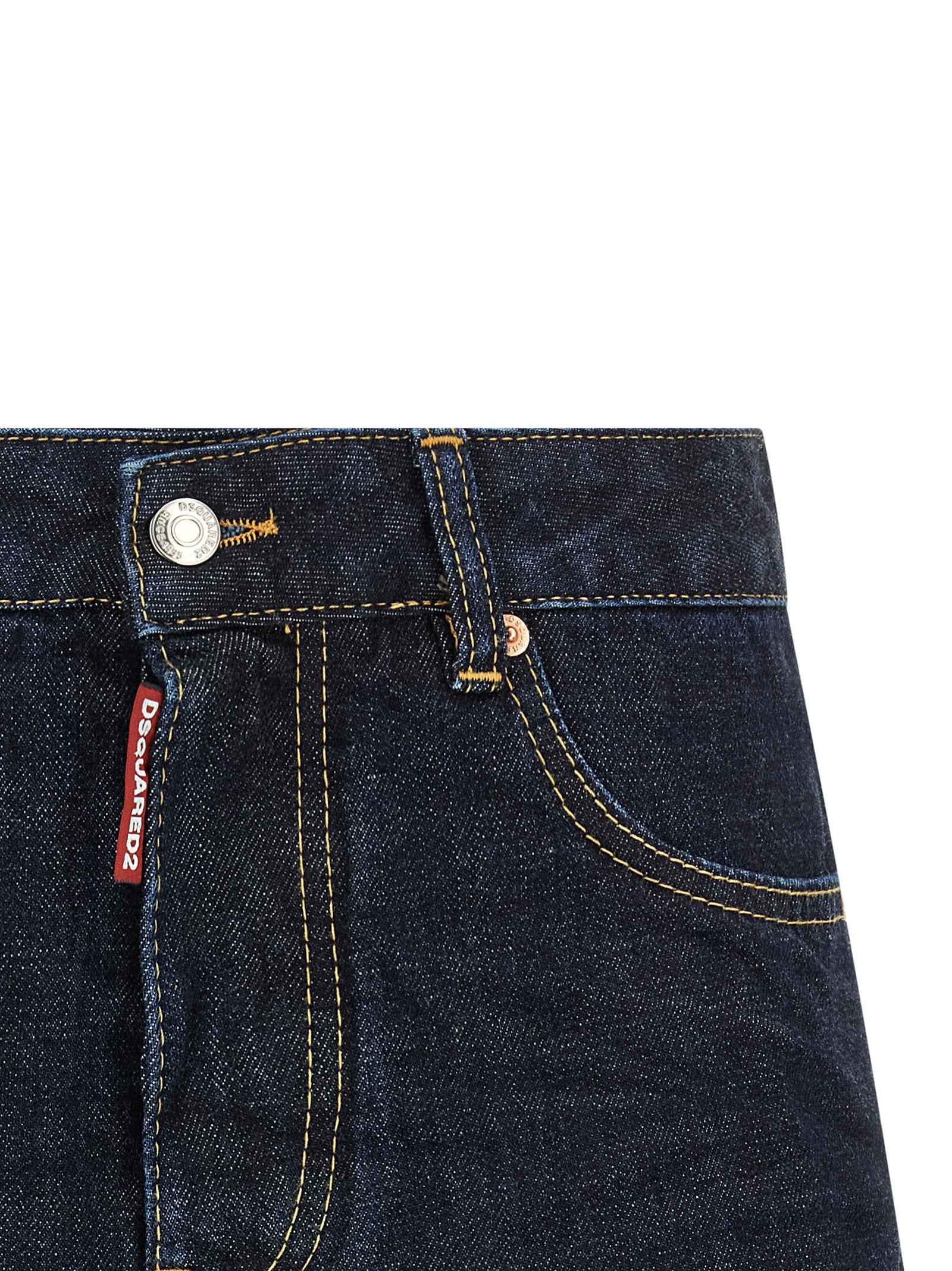 Dsquared² Blue Cotton Long Skirt