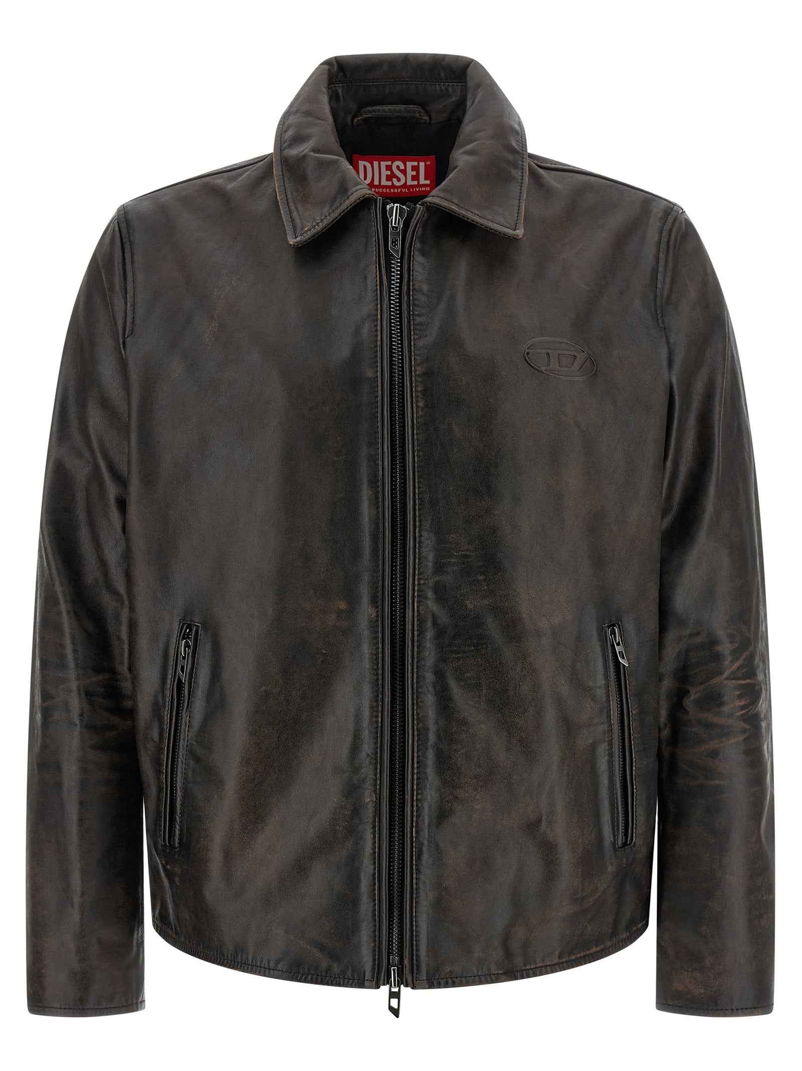 Diesel Brown Cowhide Leather Jacket