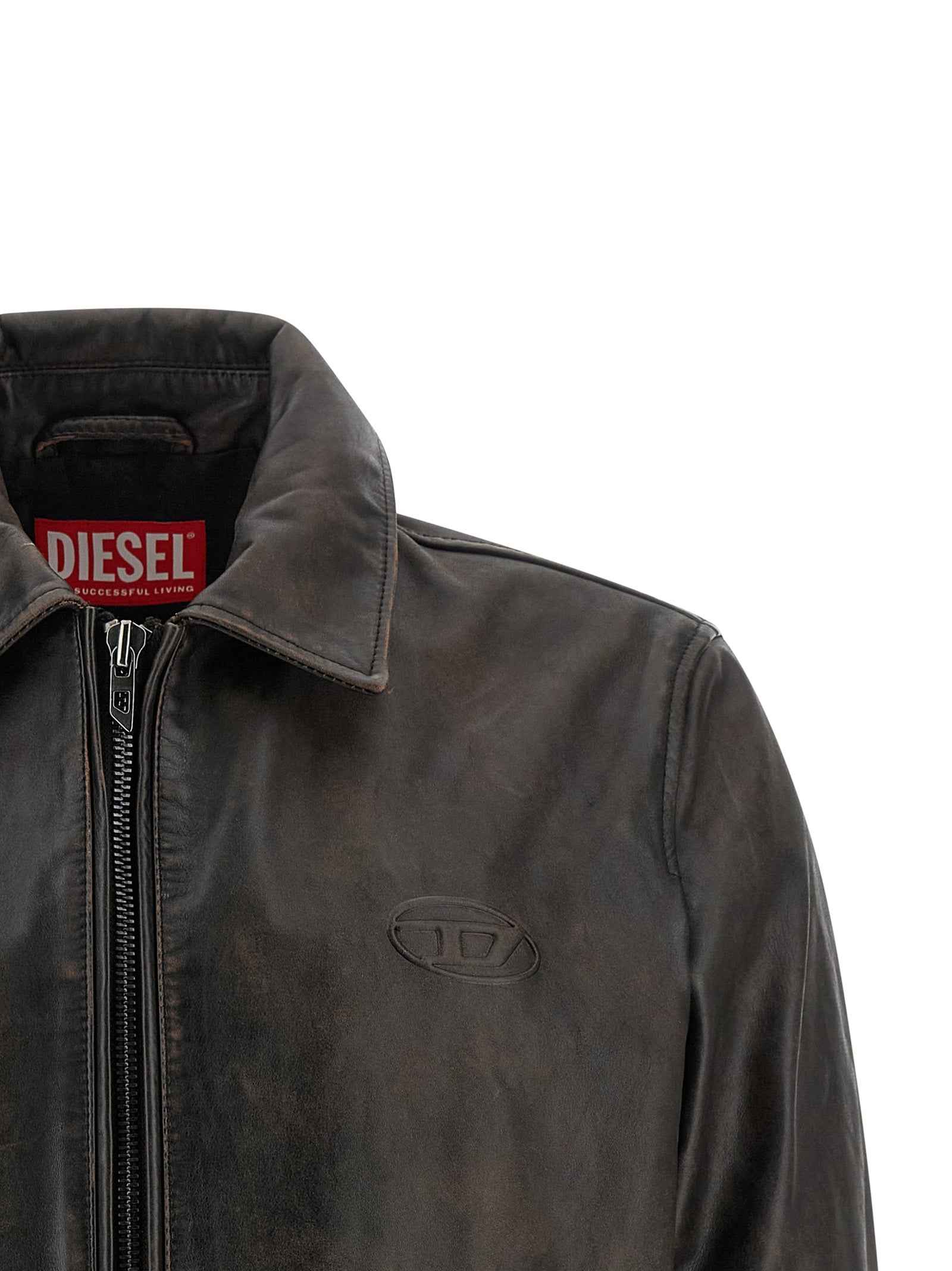 Diesel Brown Cowhide Leather Jacket