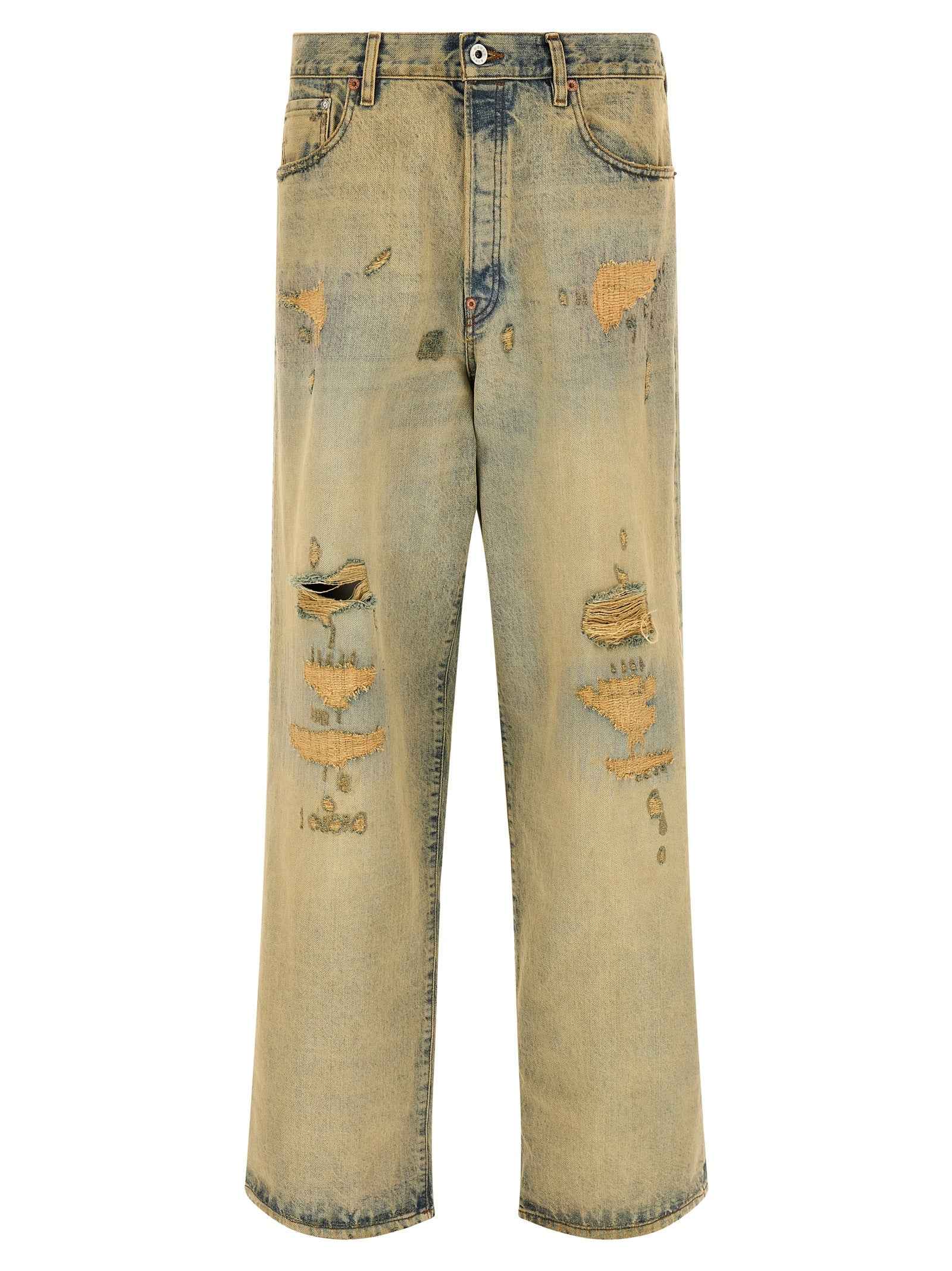 Kenzo Bicolor Cotton Straight-Leg Jeans
