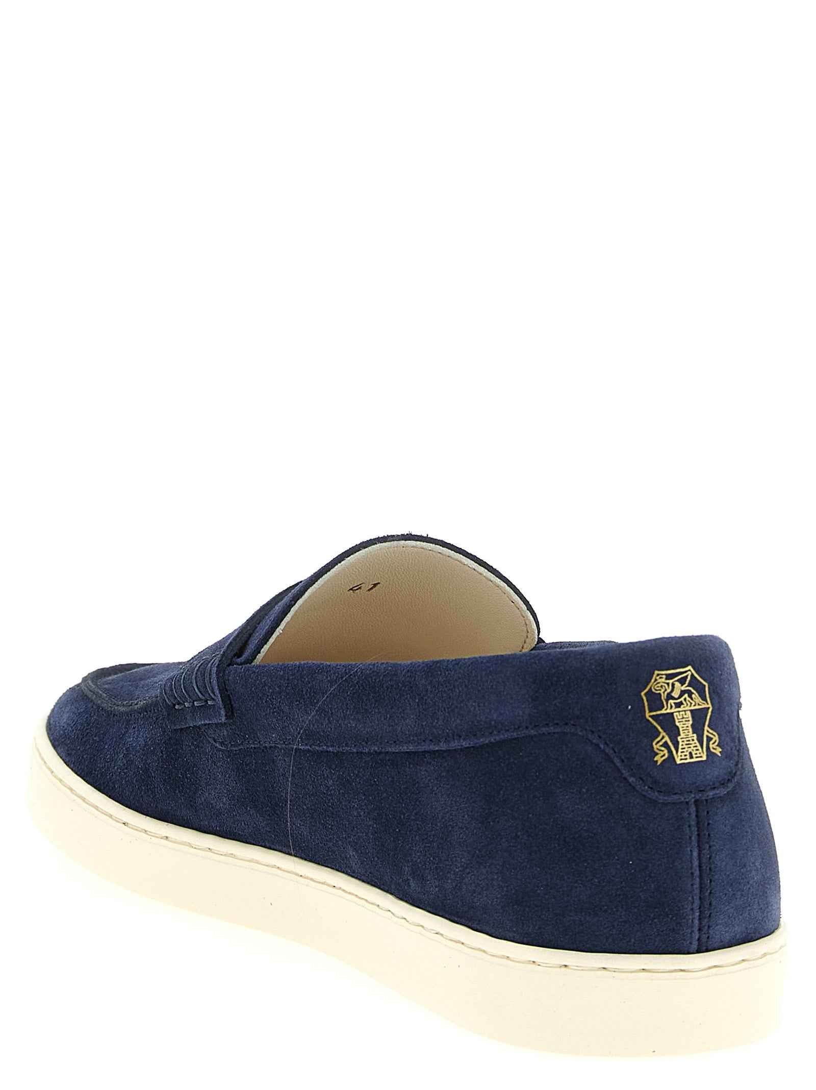 Brunello Cucinelli Blue Calfskin Slip-On Loafers