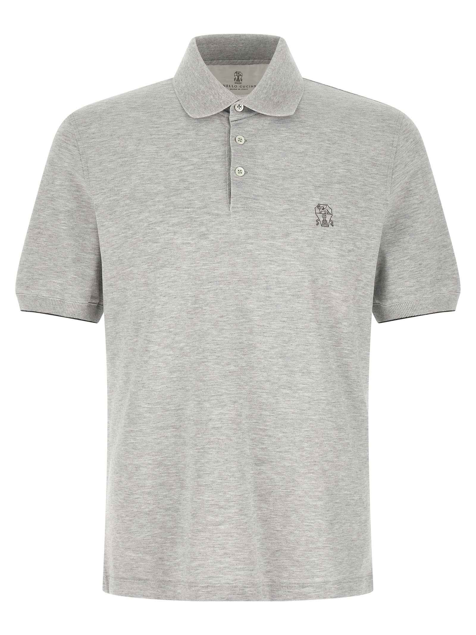 Brunello Cucinelli Gray Cotton Polo Shirt