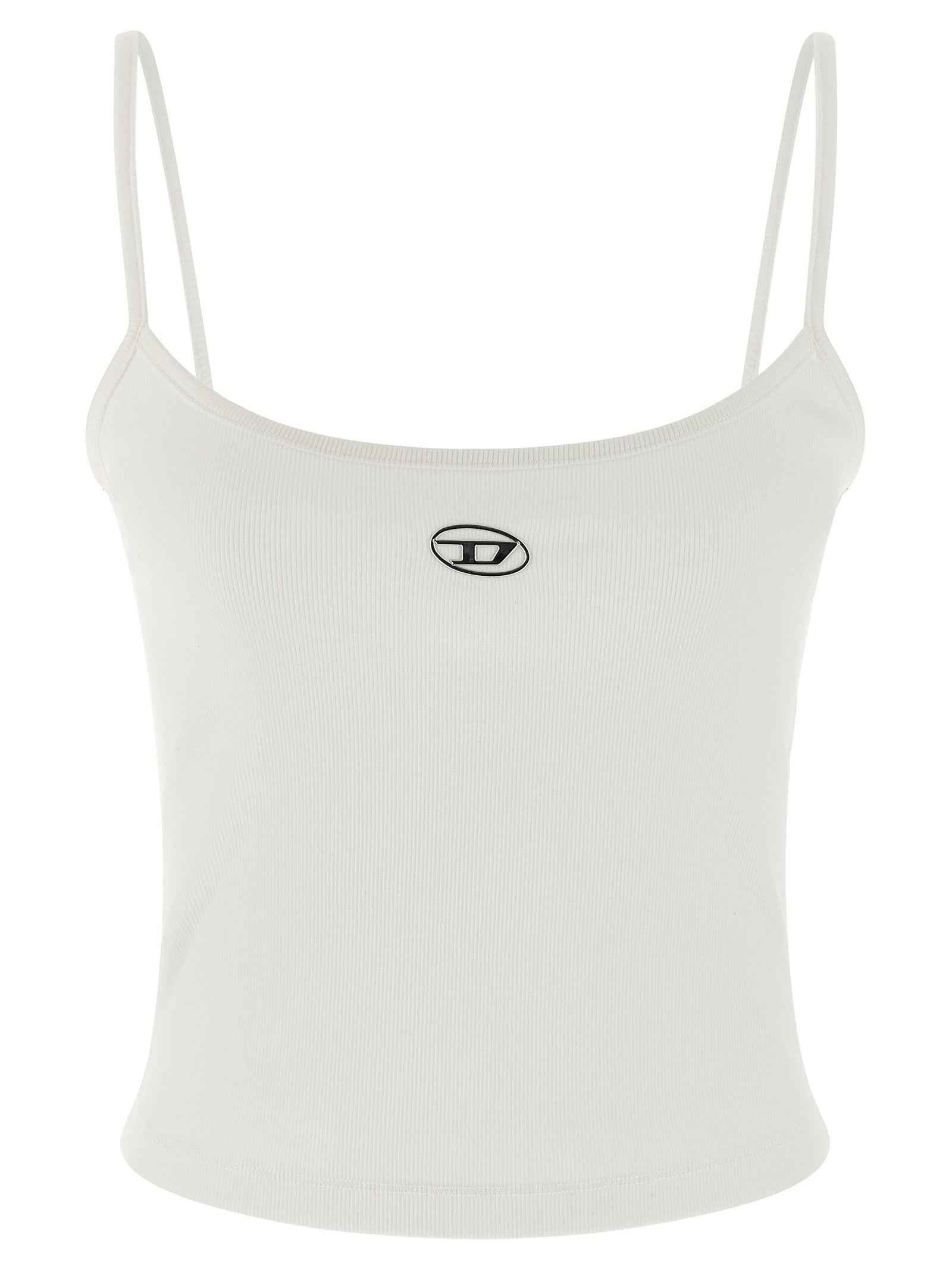 Diesel White Cotton Tank Tops