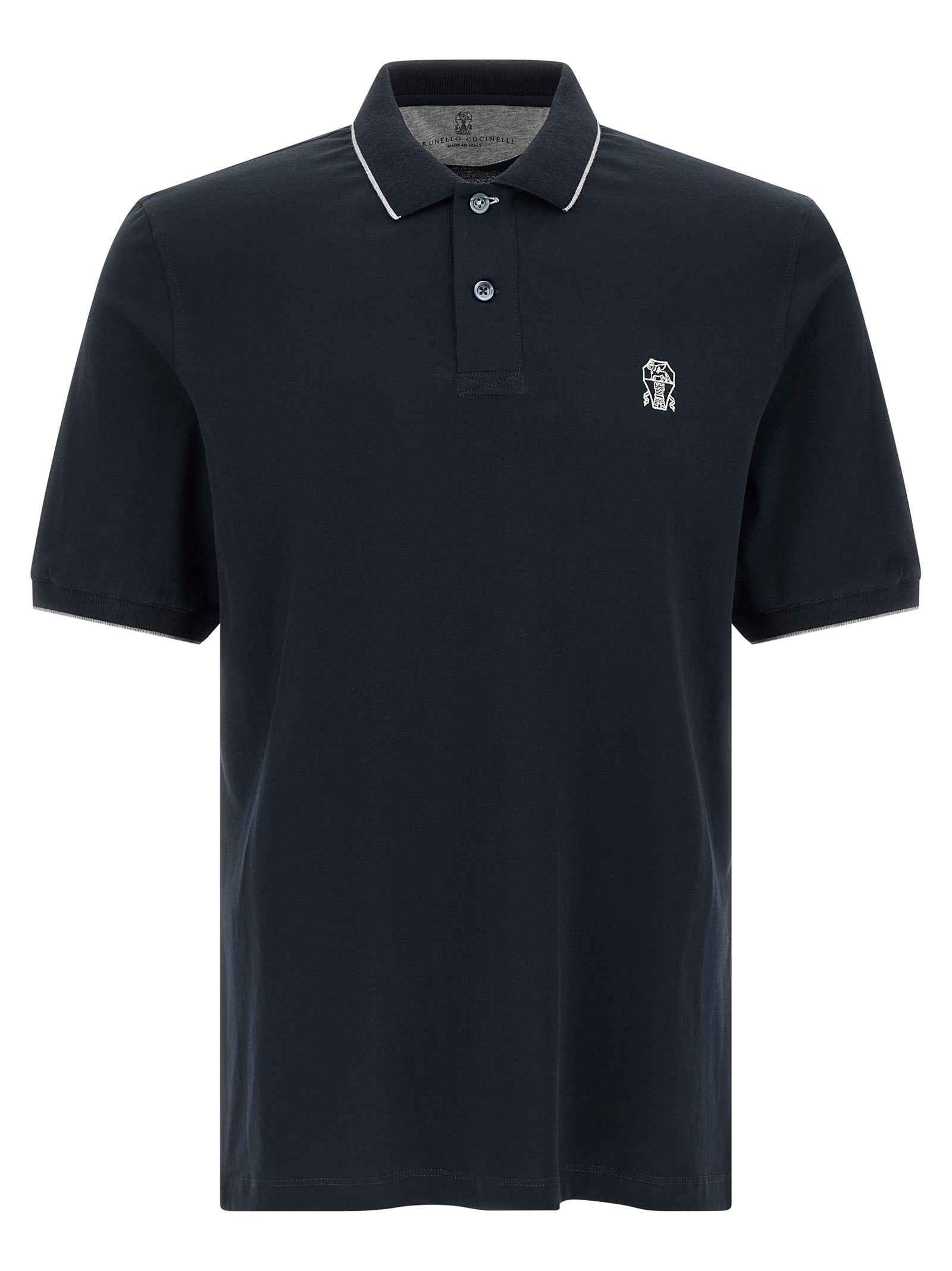 Brunello Cucinelli Blue Cotton Polo Shirt