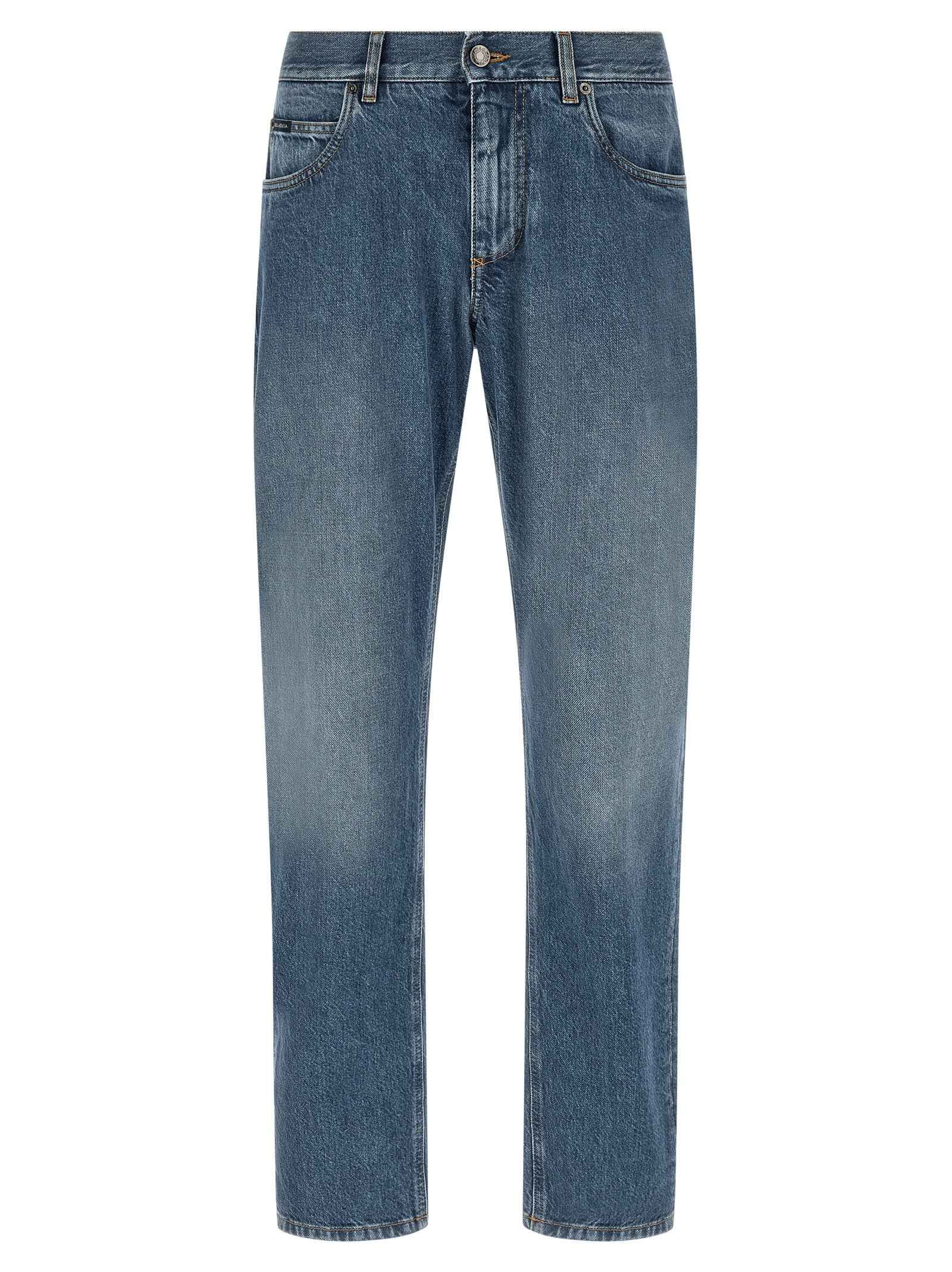Dolce & Gabbana Blue Cotton Straight-Leg Jeans