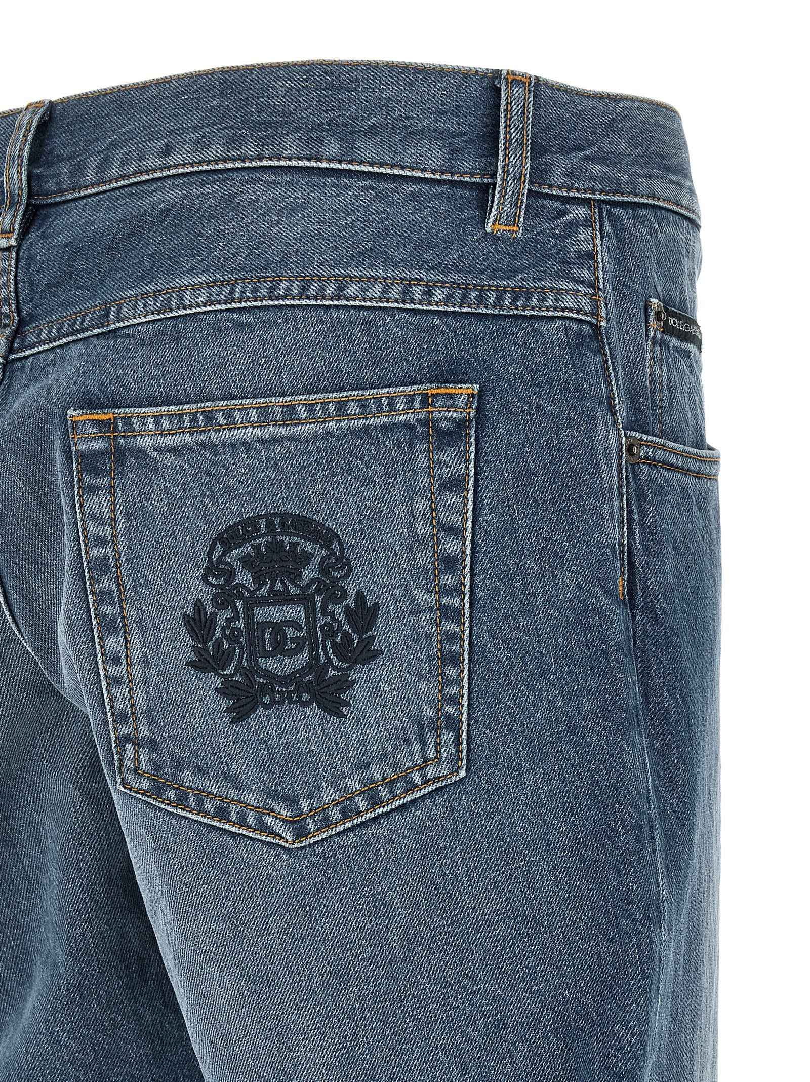 Dolce & Gabbana Blue Cotton Straight-Leg Jeans