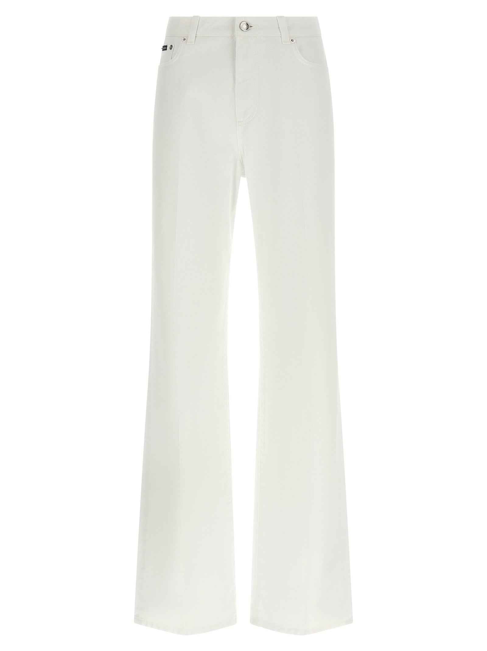 Dolce & Gabbana White Cotton Flared Jeans