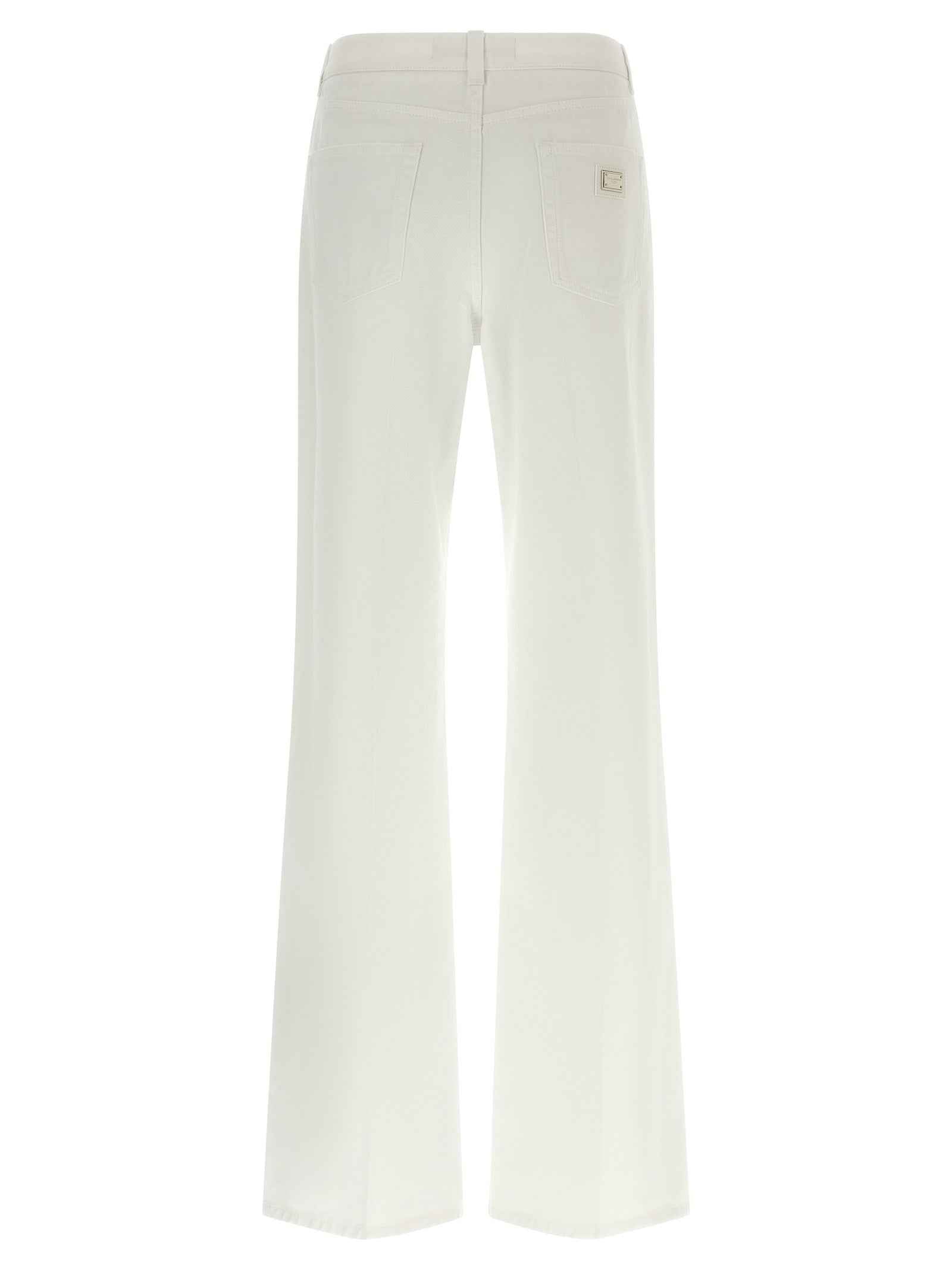Dolce & Gabbana White Cotton Flared Jeans