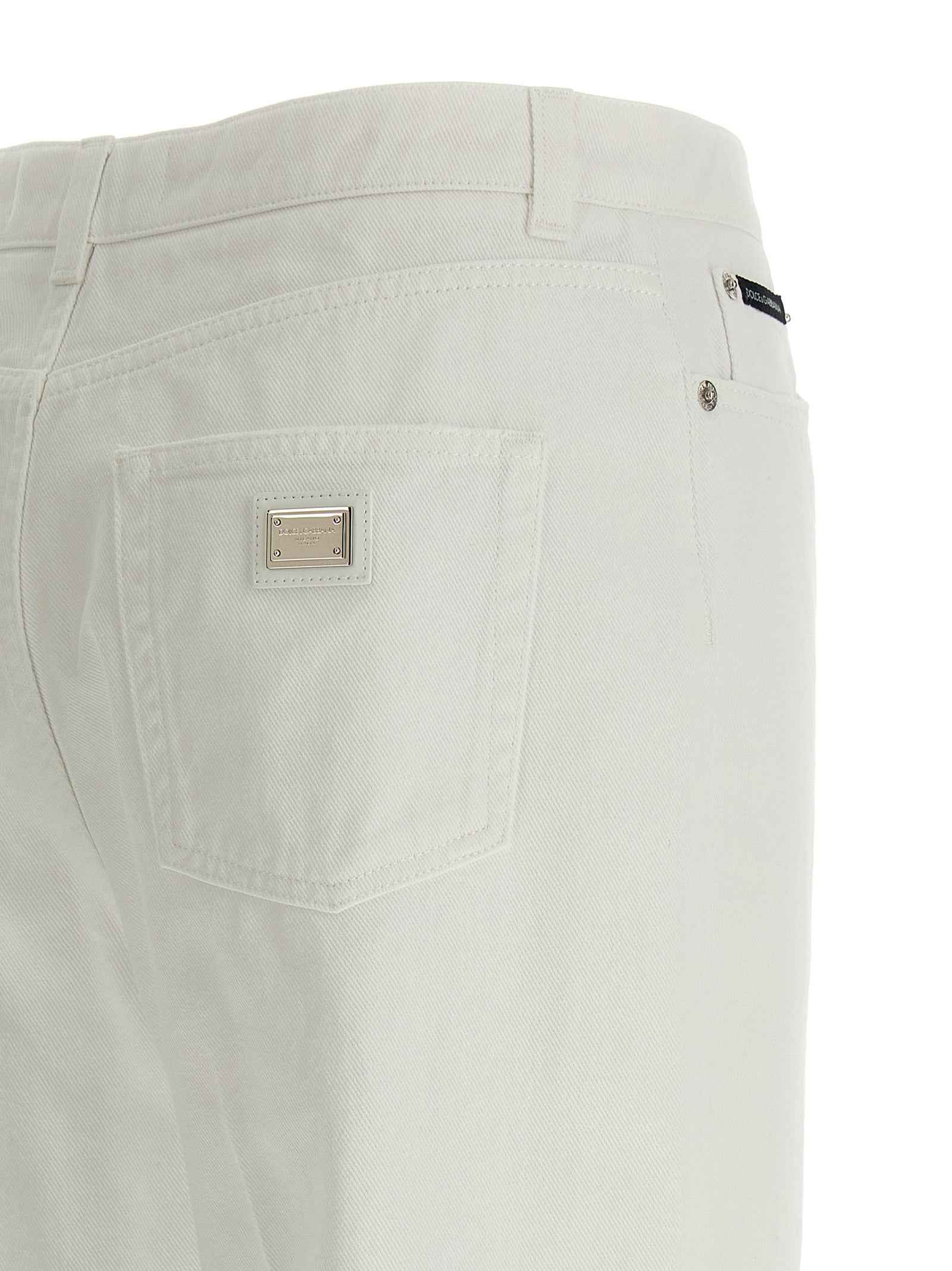 Dolce & Gabbana White Cotton Flared Jeans
