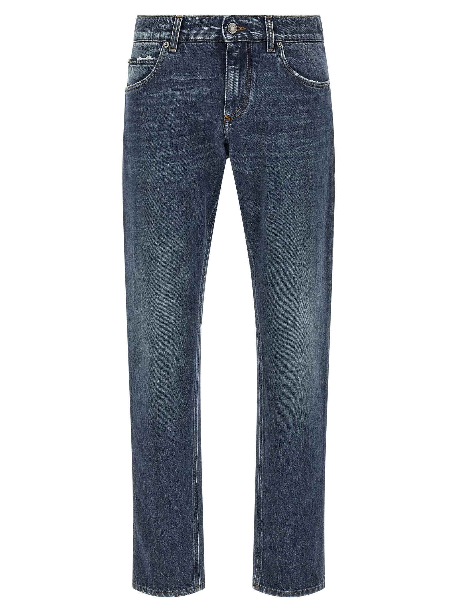 Dolce & Gabbana Blue Cotton Straight-Leg Jeans