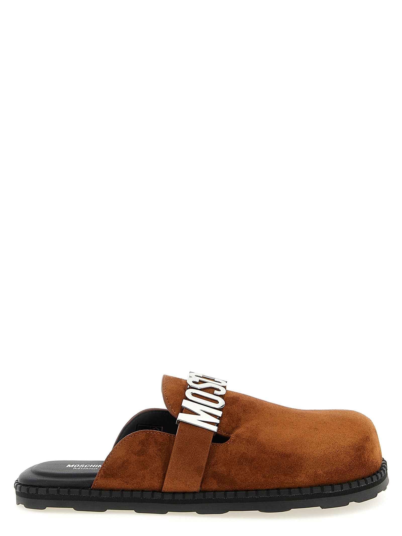 Moschino Brown Calfskin Clogs
